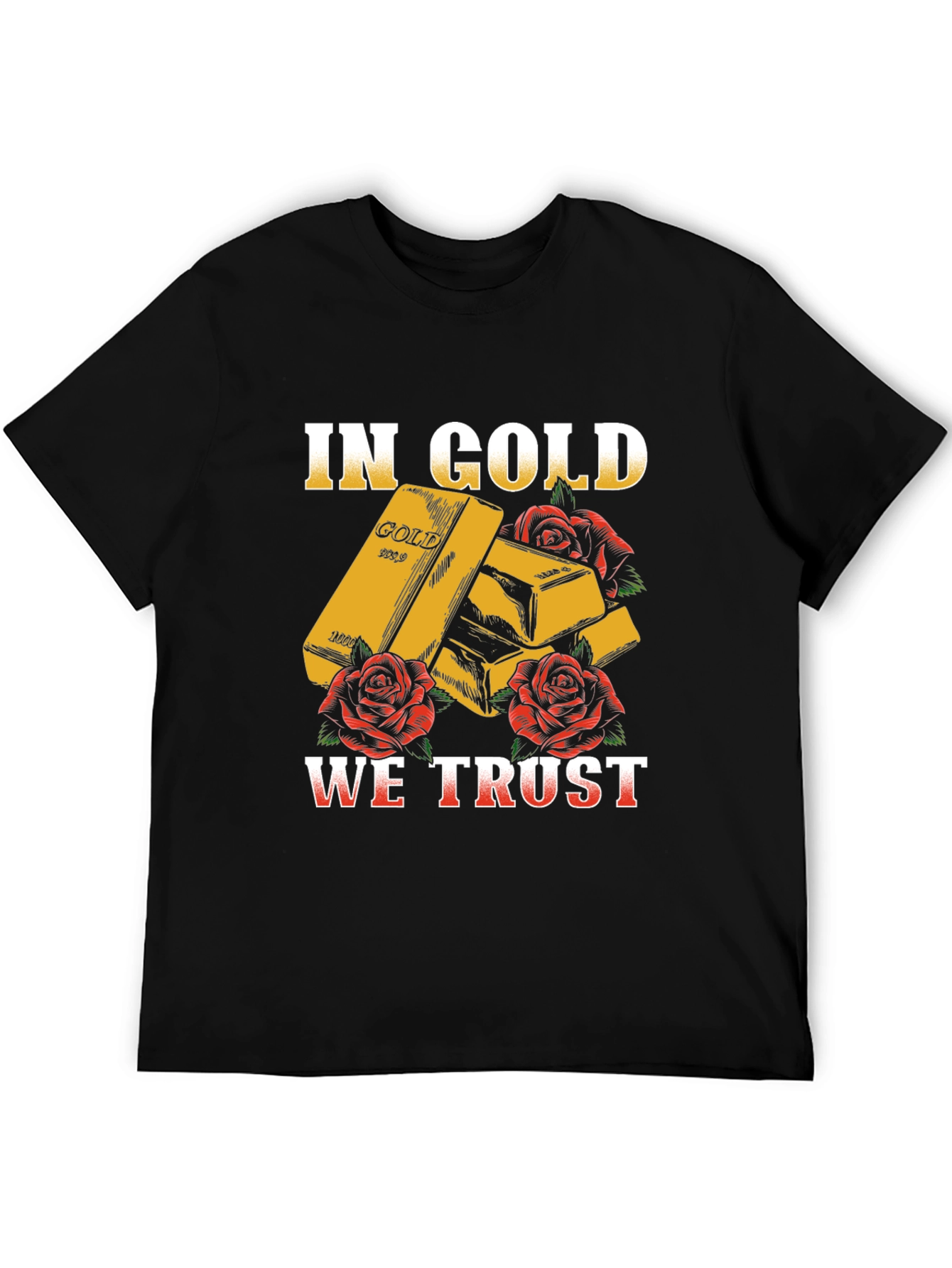 Gold Bar & Rose T-Shirt - In Gold We Trust Graphic Tee