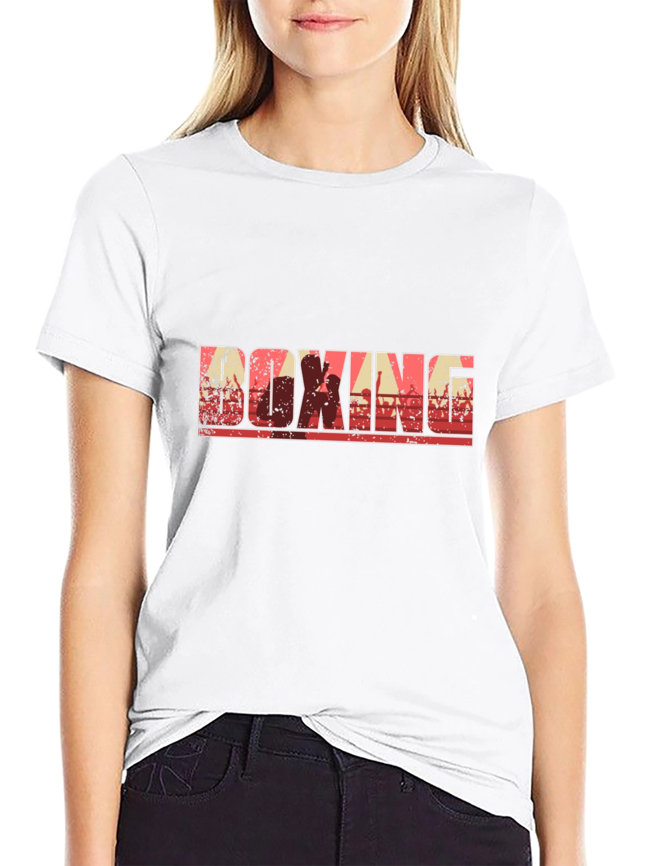 Boxing Graphic Print Crew Neck T-Shirt