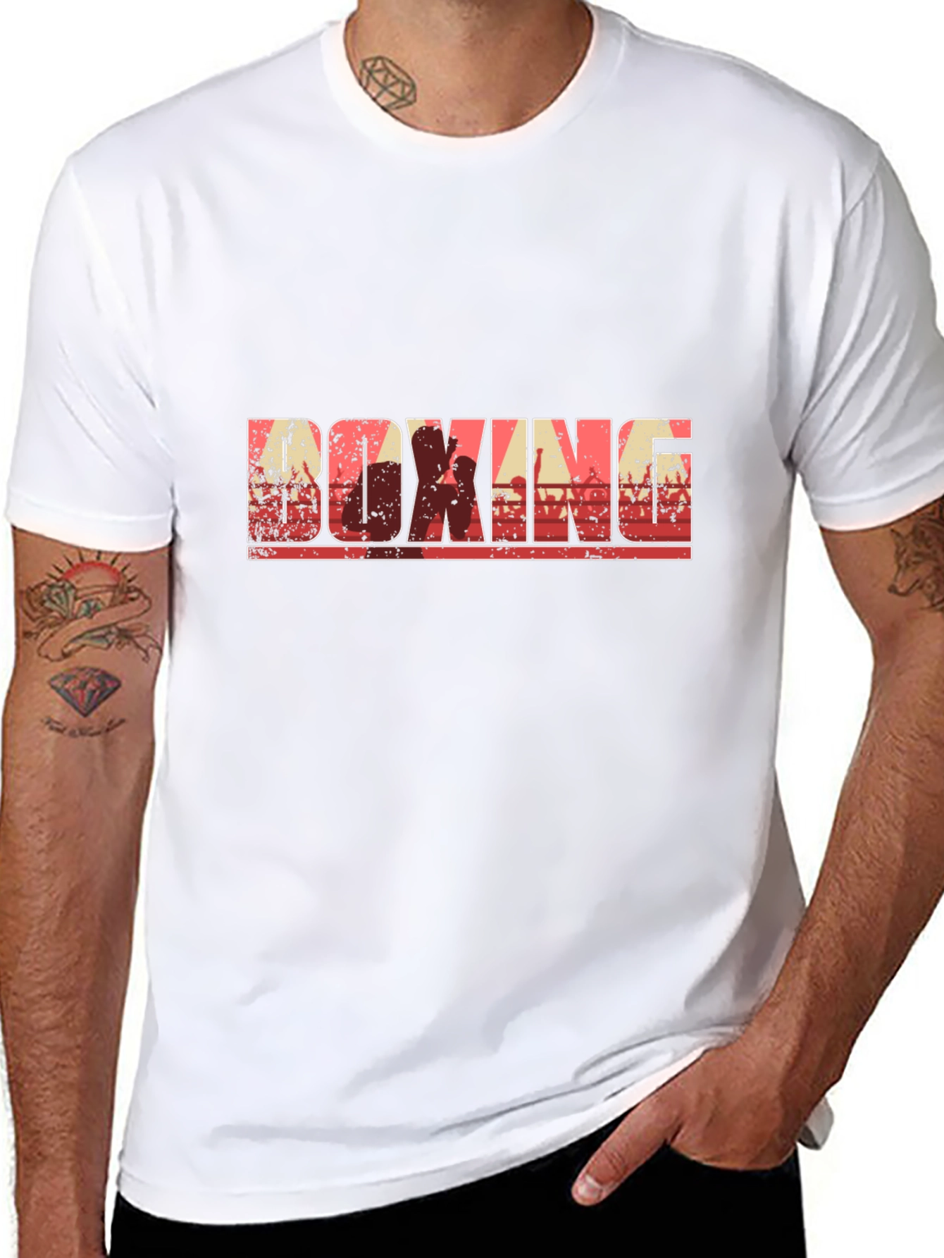Boxing Graphic Print Crew Neck T-Shirt