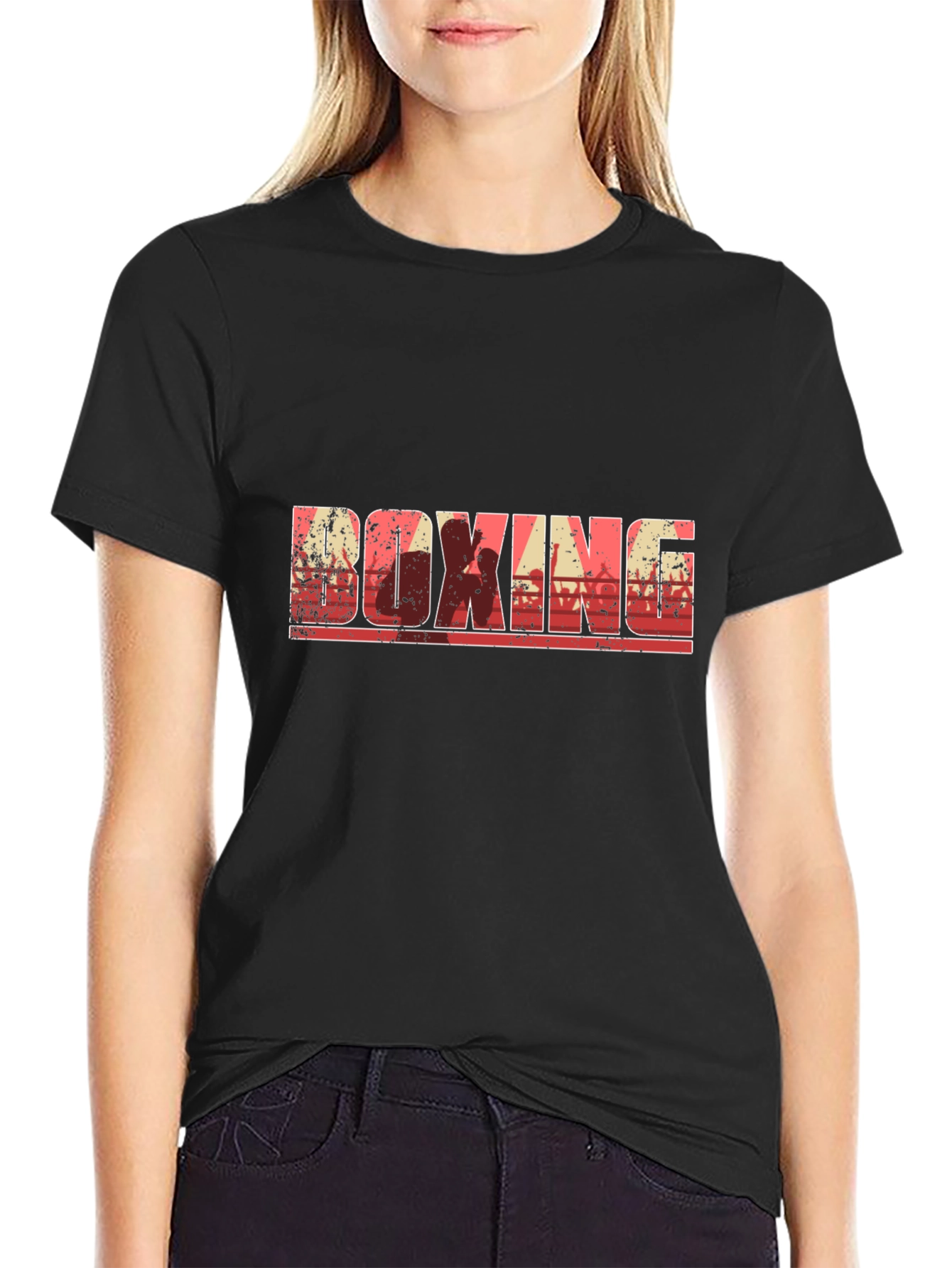 Boxing Graphic Print Crew Neck T-Shirt