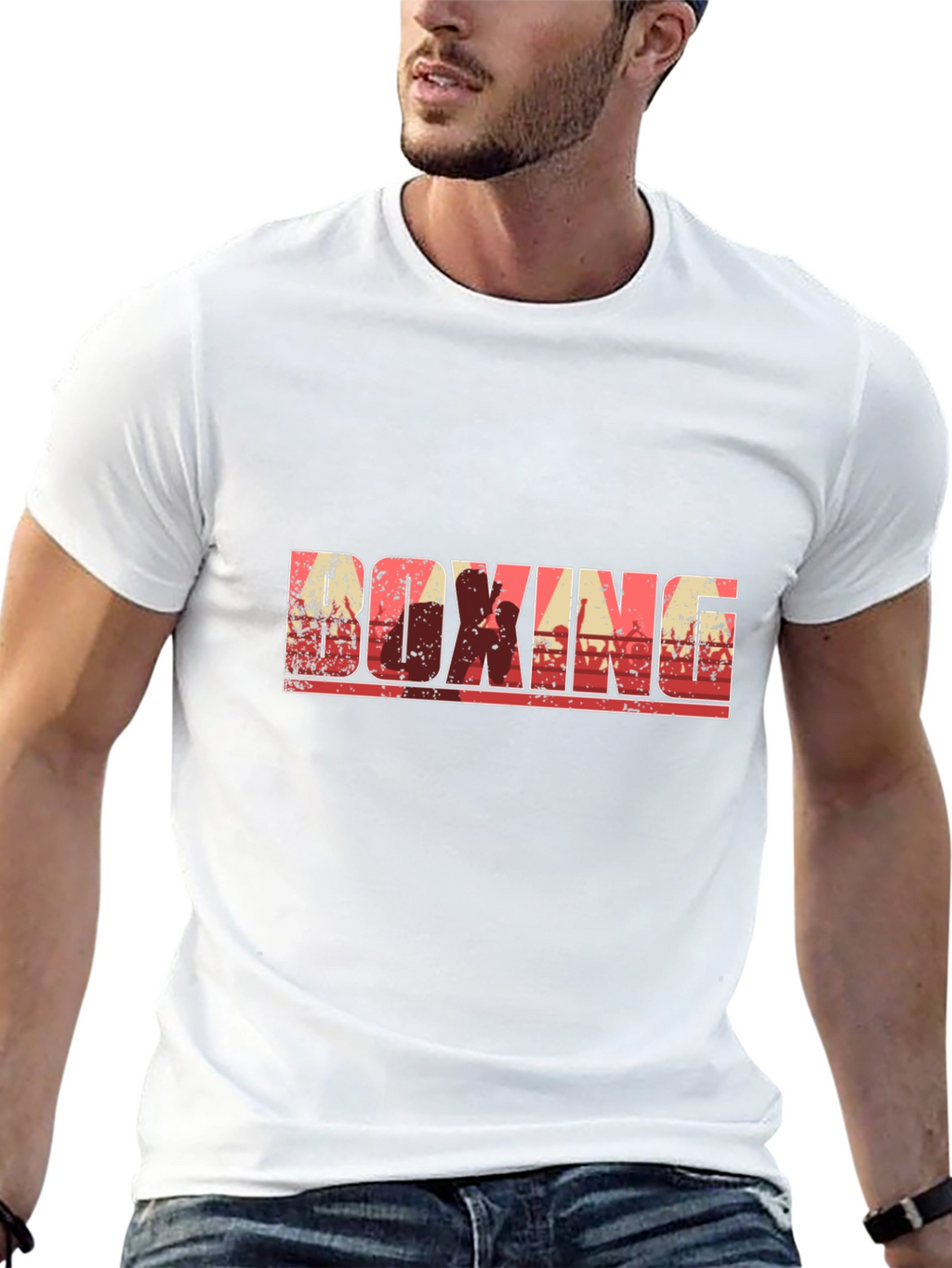 Boxing Graphic Print Crew Neck T-Shirt