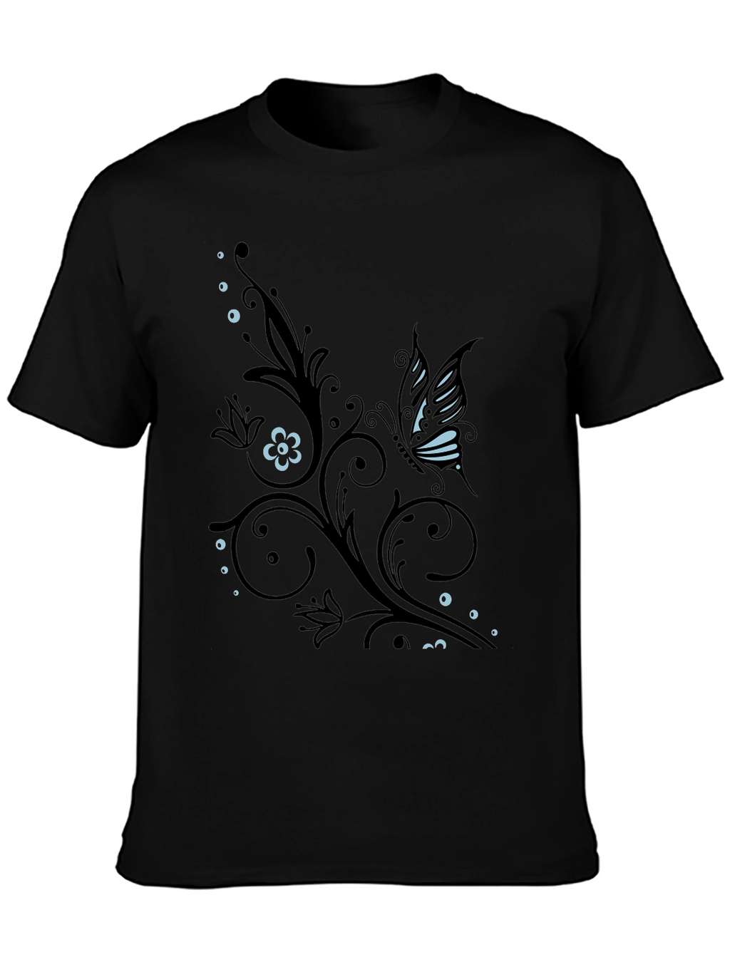 Butterfly Flourish Graphic T-Shirt - Black