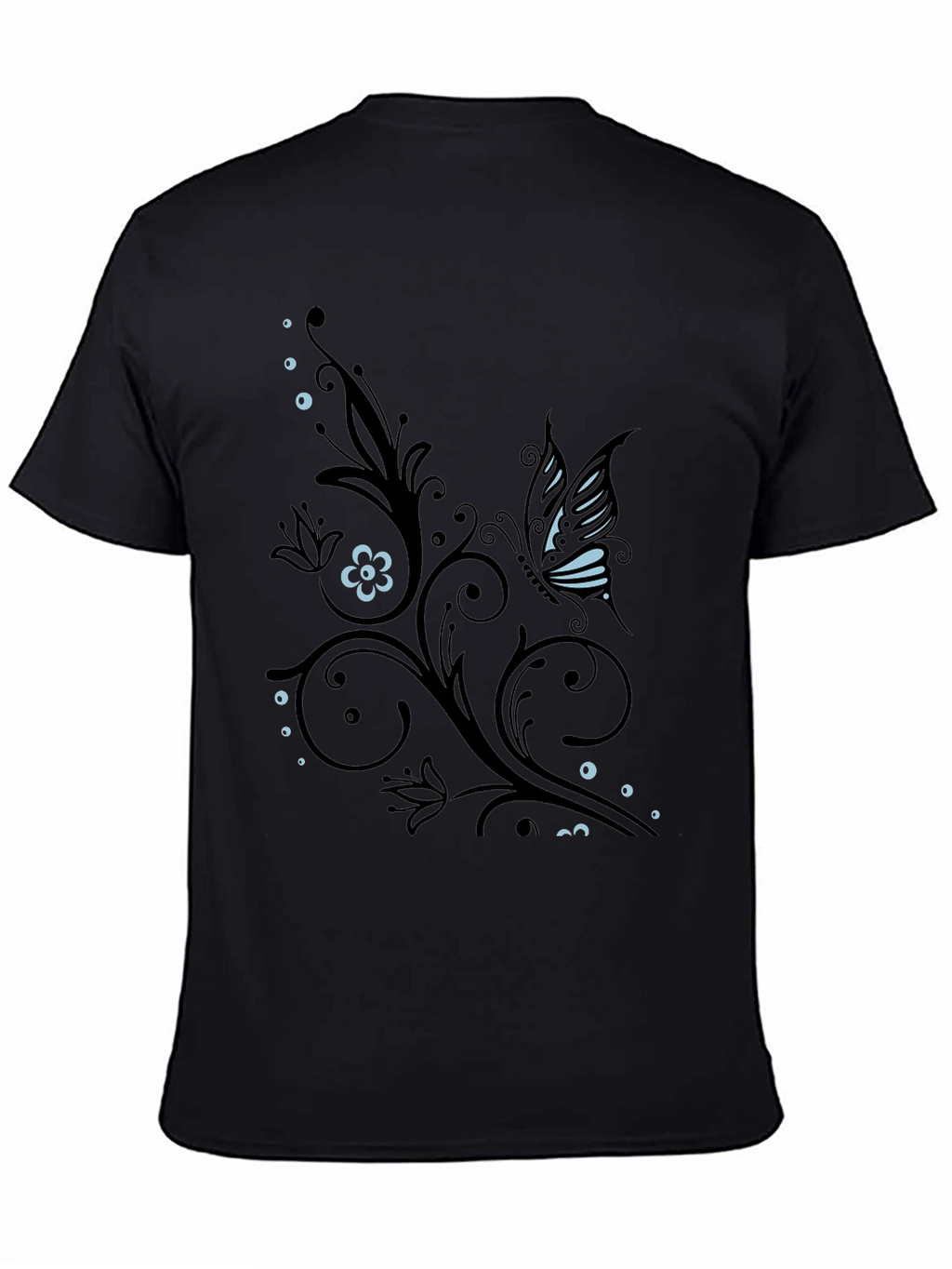 Butterfly Flourish Graphic T-Shirt - Black