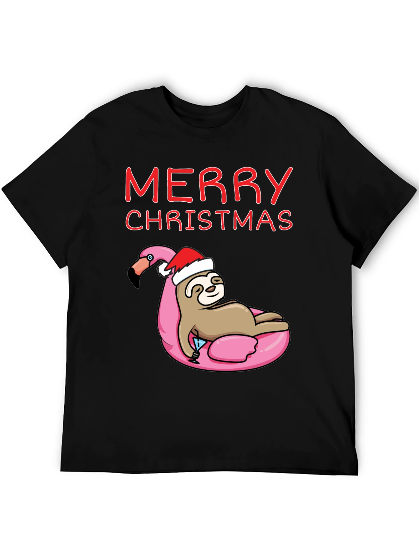 Merry Christmas Sloth Flamingo T-Shirt