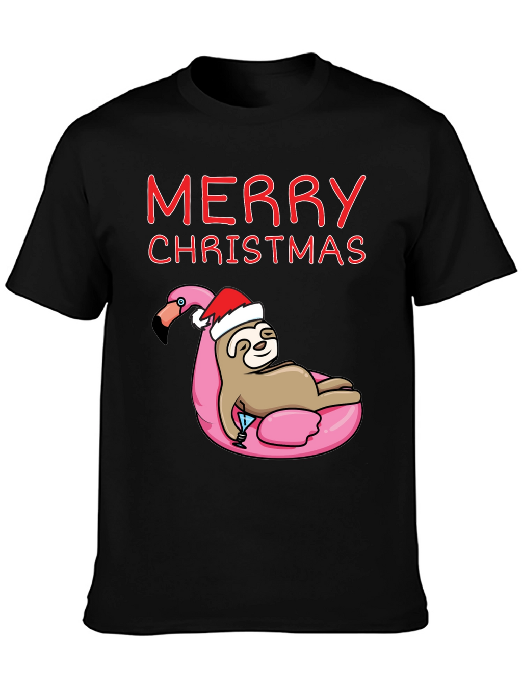 Merry Christmas Sloth Flamingo T-Shirt