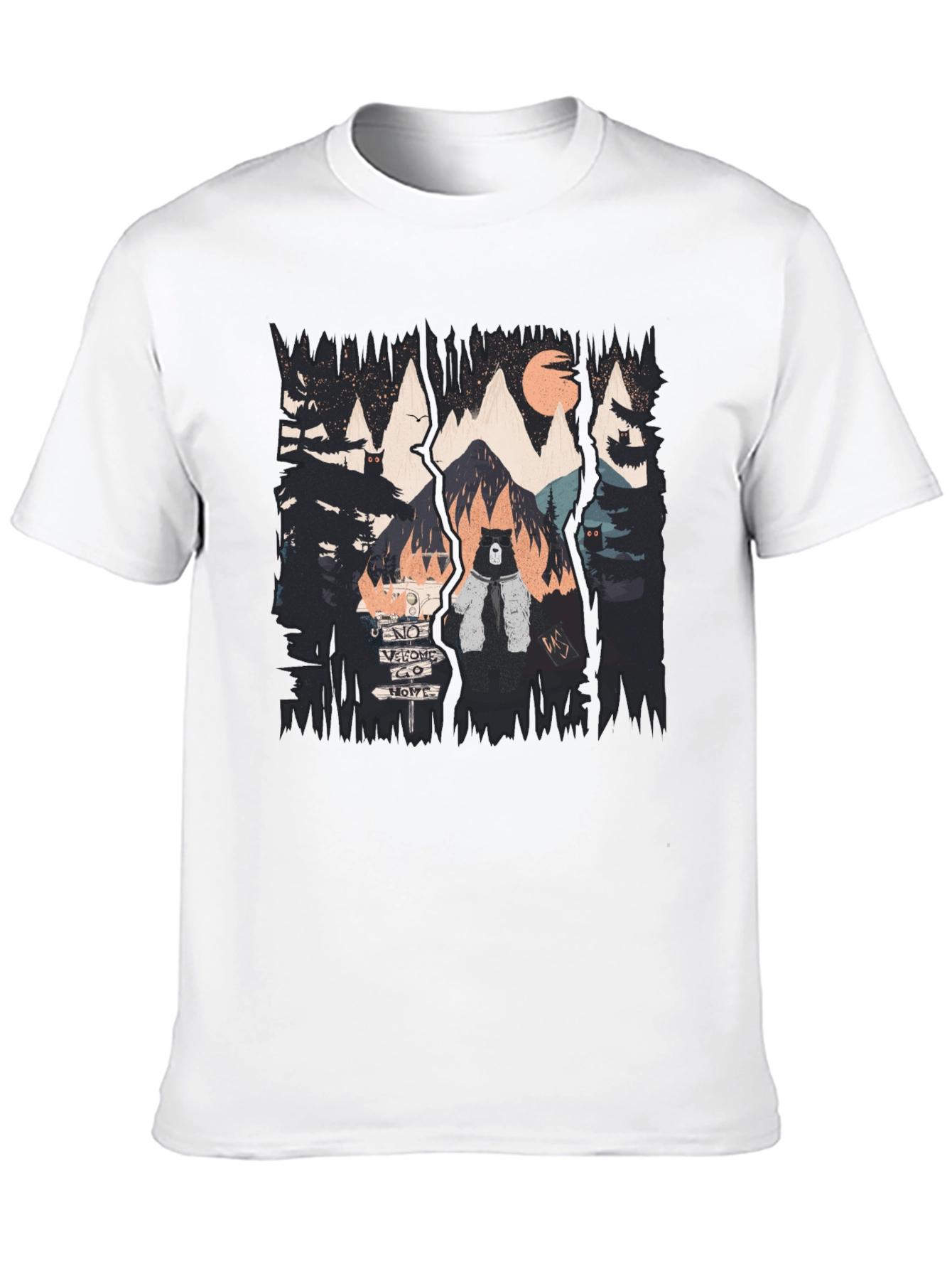 Nature Bear Graphic Black T-Shirt
