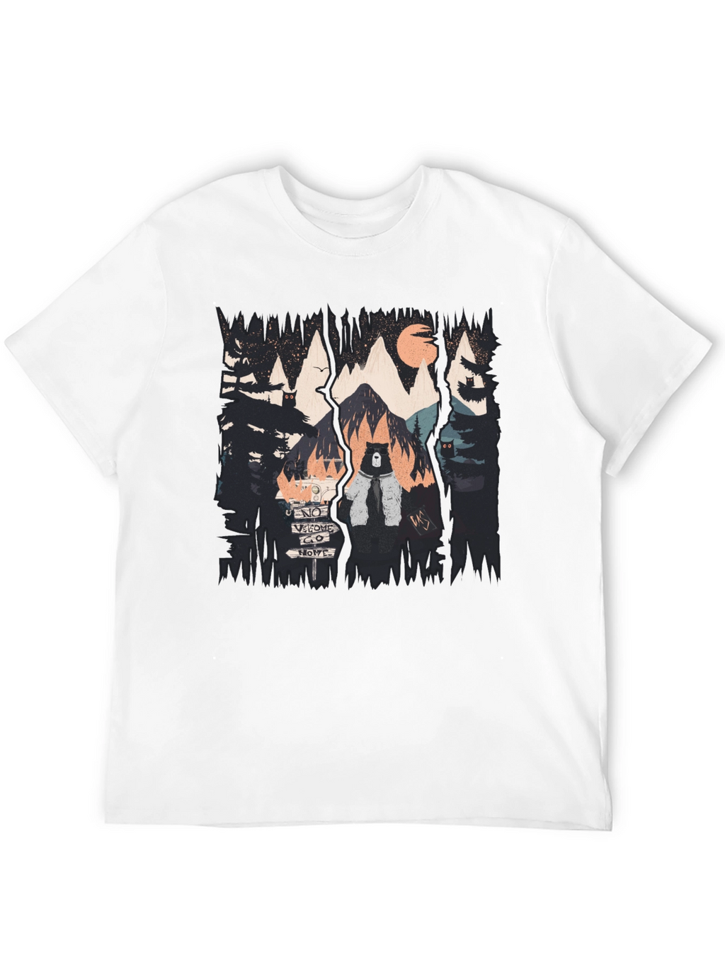 Nature Bear Graphic Black T-Shirt