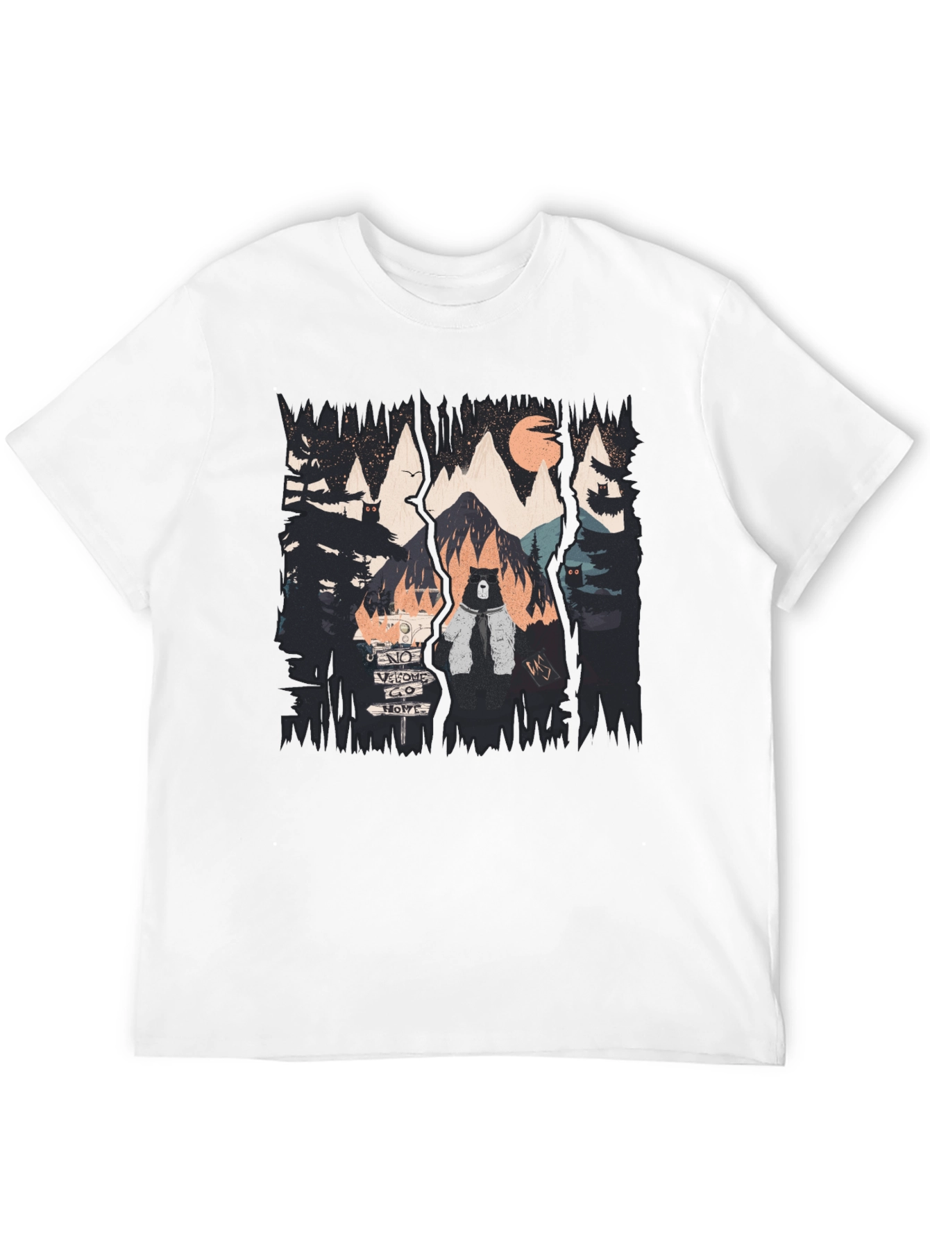 Nature Bear Graphic Black T-Shirt