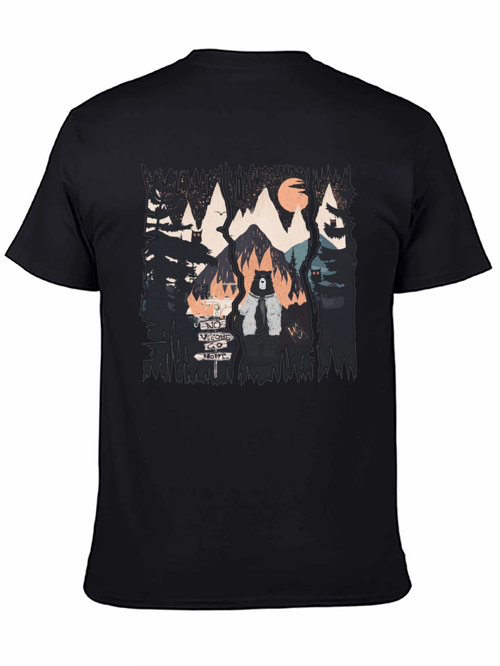 Nature Bear Graphic Black T-Shirt