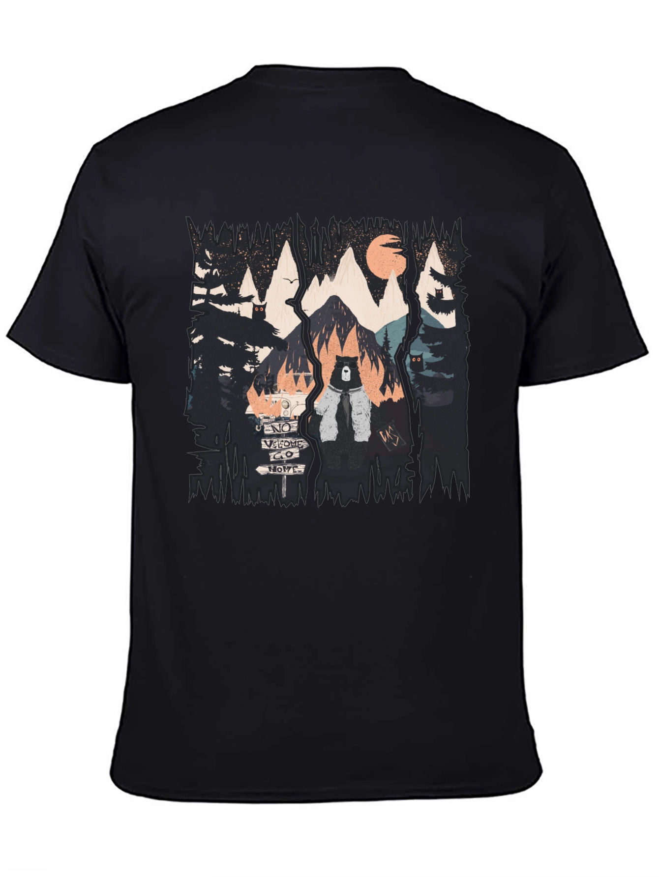 Nature Bear Graphic Black T-Shirt