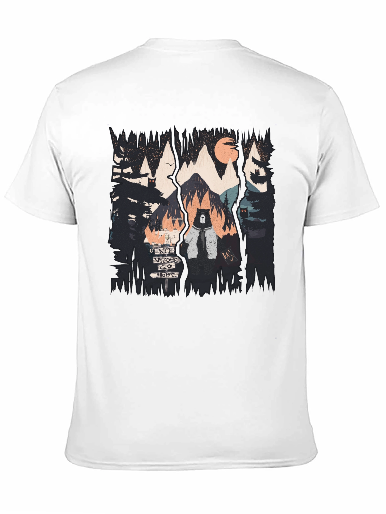 Nature Bear Graphic Black T-Shirt