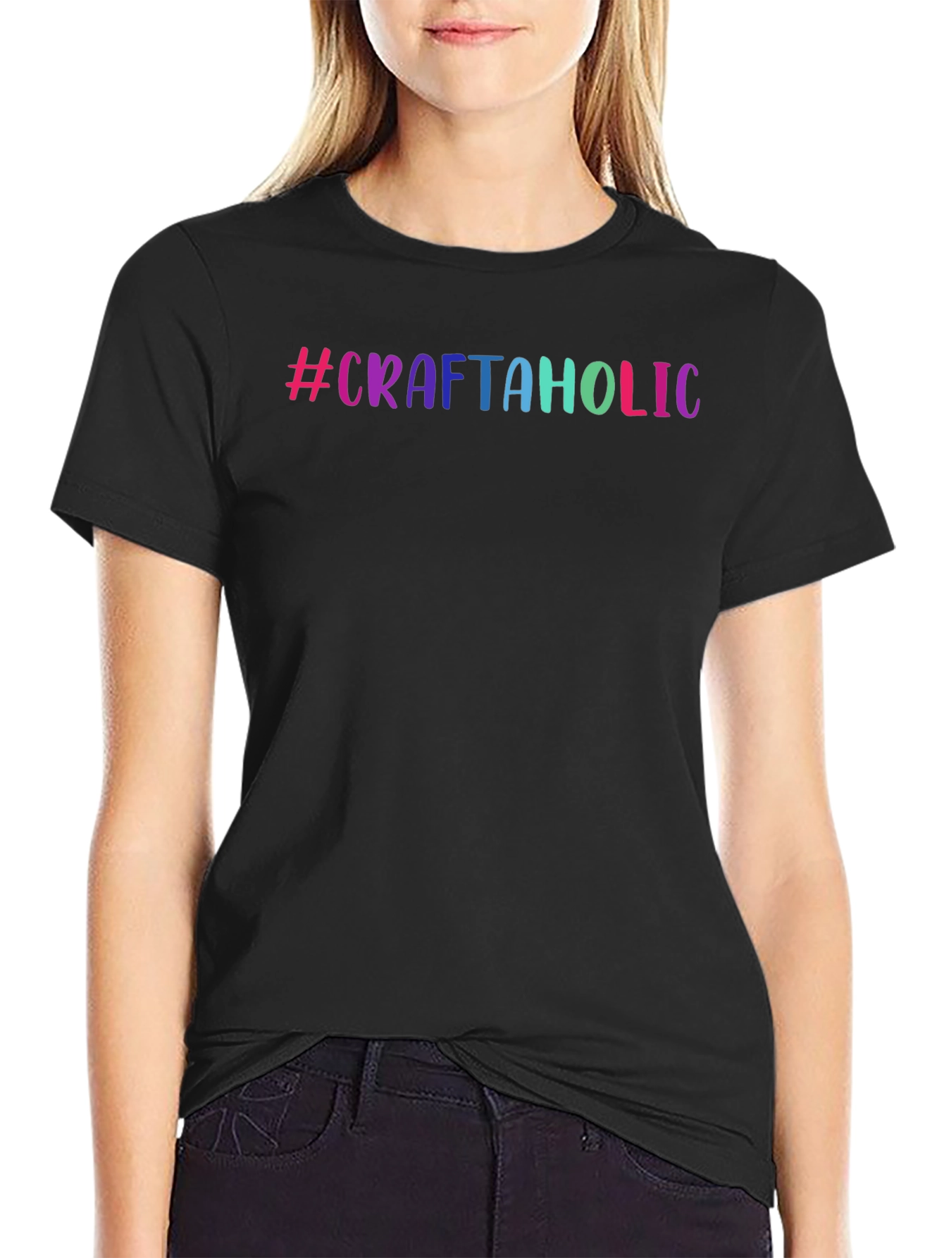 #Craftaholic Unisex Black T-Shirt - Arts & Crafts Lover Tee