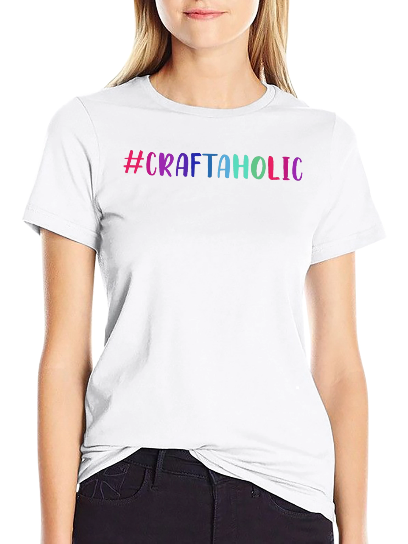 #Craftaholic Unisex Black T-Shirt - Arts & Crafts Lover Tee