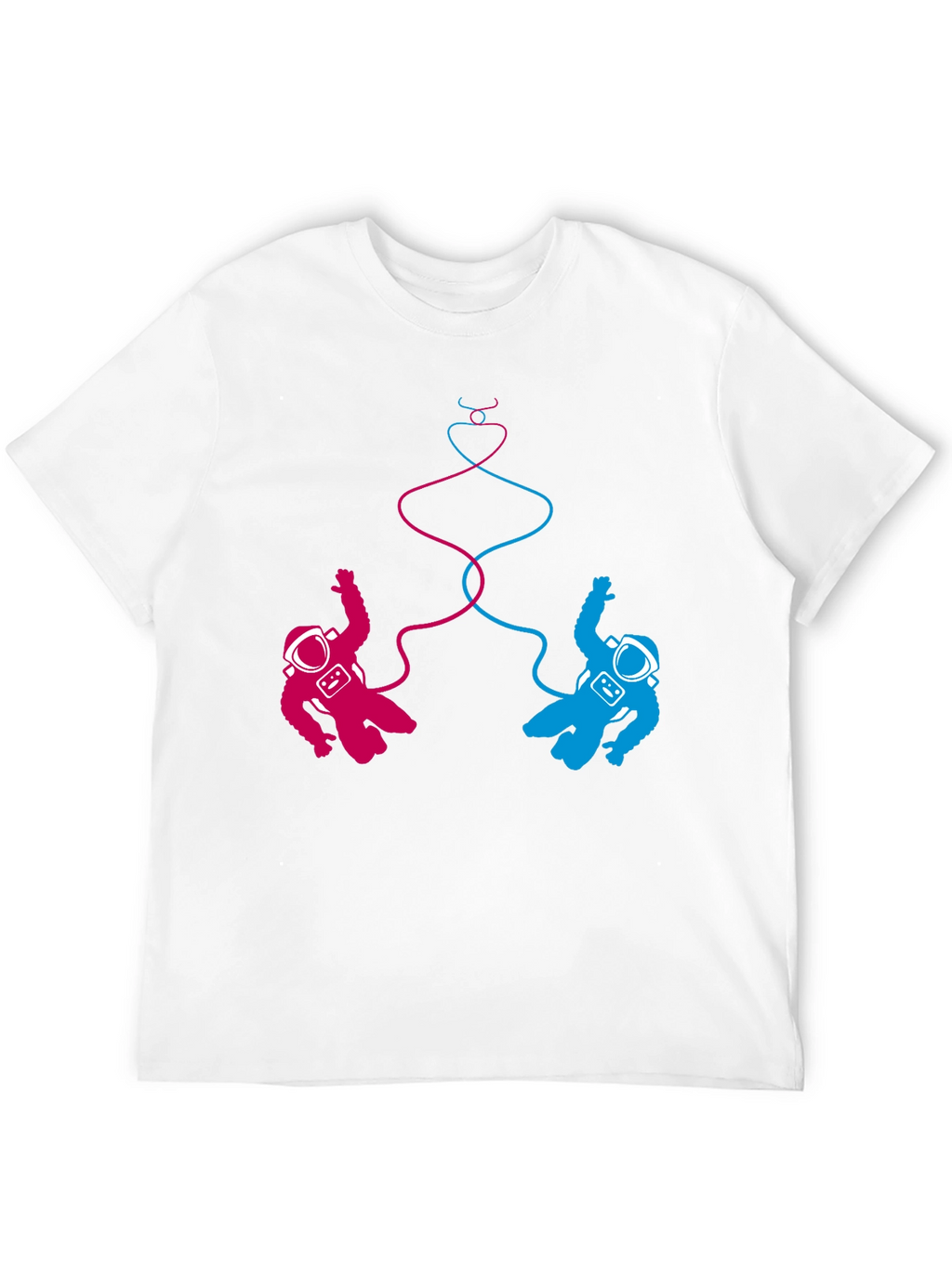 Cosmic Love T-Shirt: Pink & Blue Astronauts
