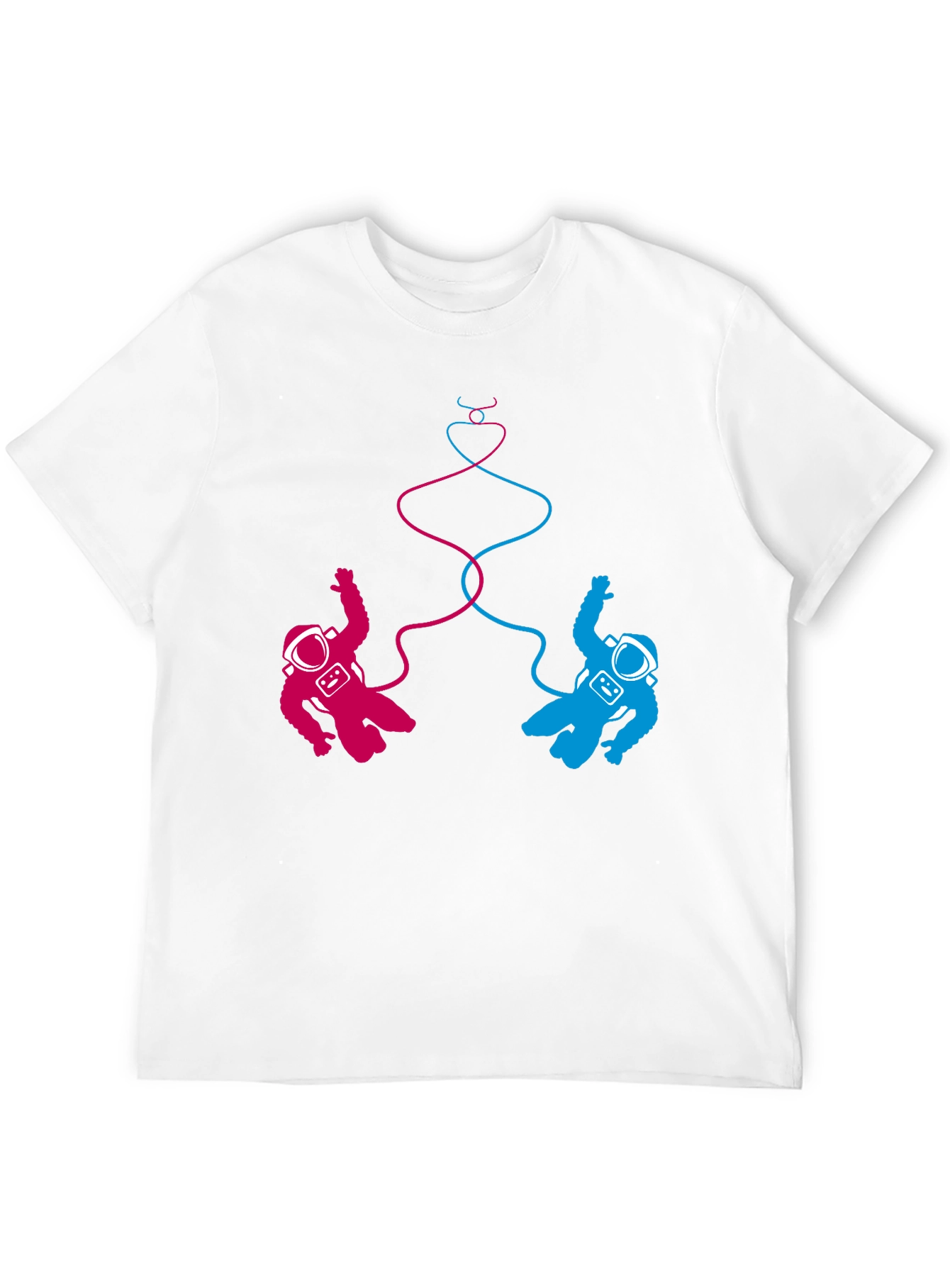 Cosmic Love T-Shirt: Pink & Blue Astronauts