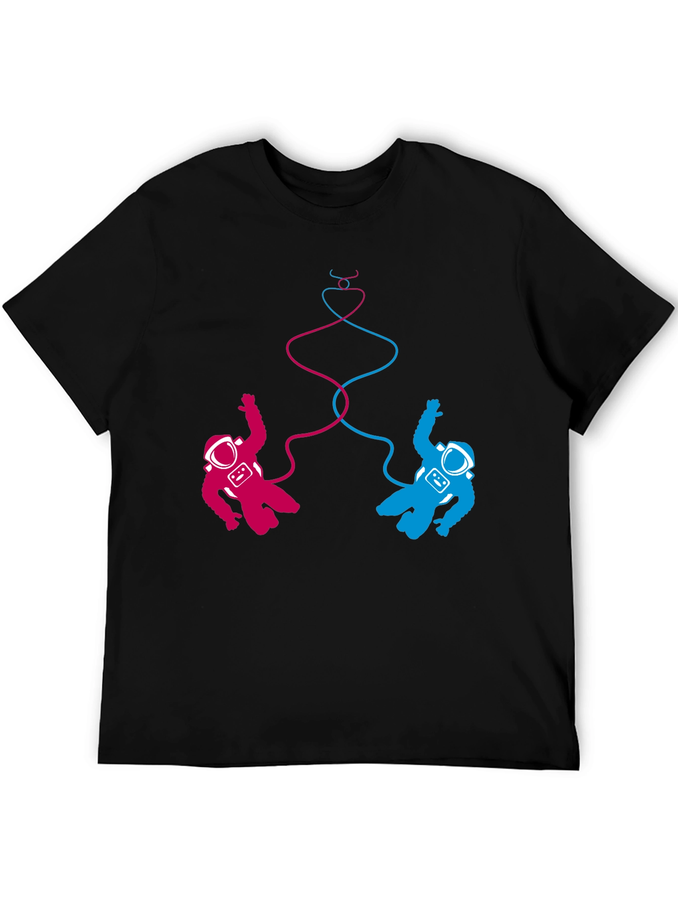 Cosmic Love T-Shirt: Pink & Blue Astronauts