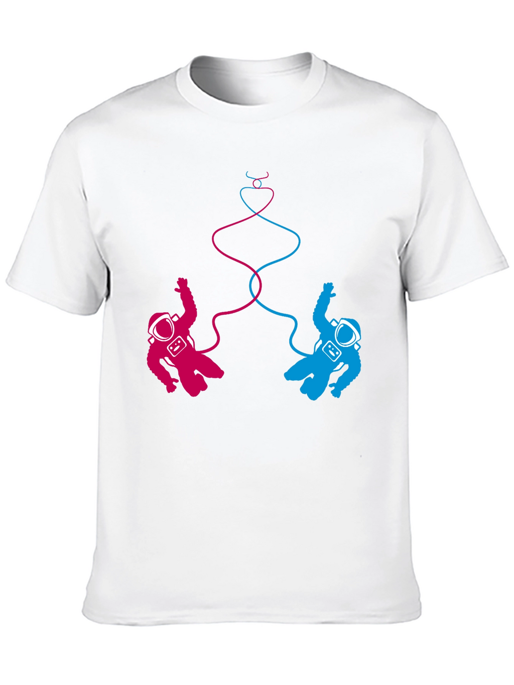 Cosmic Love T-Shirt: Pink & Blue Astronauts