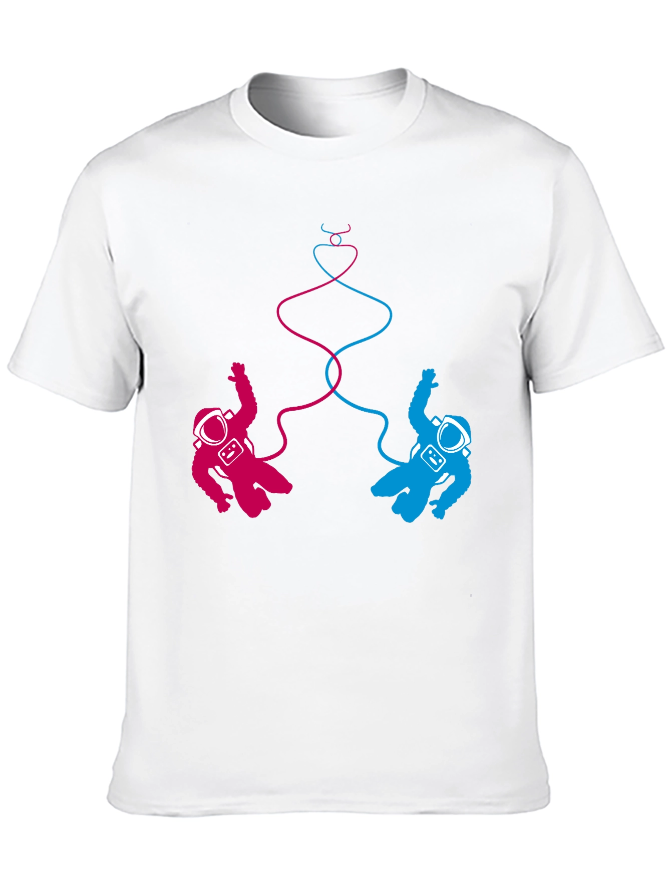 Cosmic Love T-Shirt: Pink & Blue Astronauts