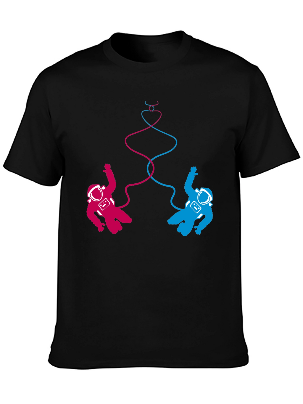 Cosmic Love T-Shirt: Pink & Blue Astronauts