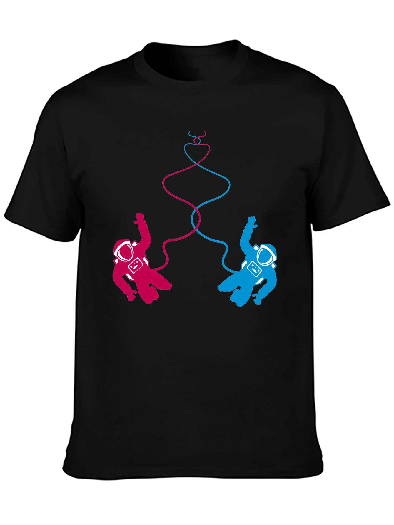 Cosmic Love T-Shirt: Pink & Blue Astronauts