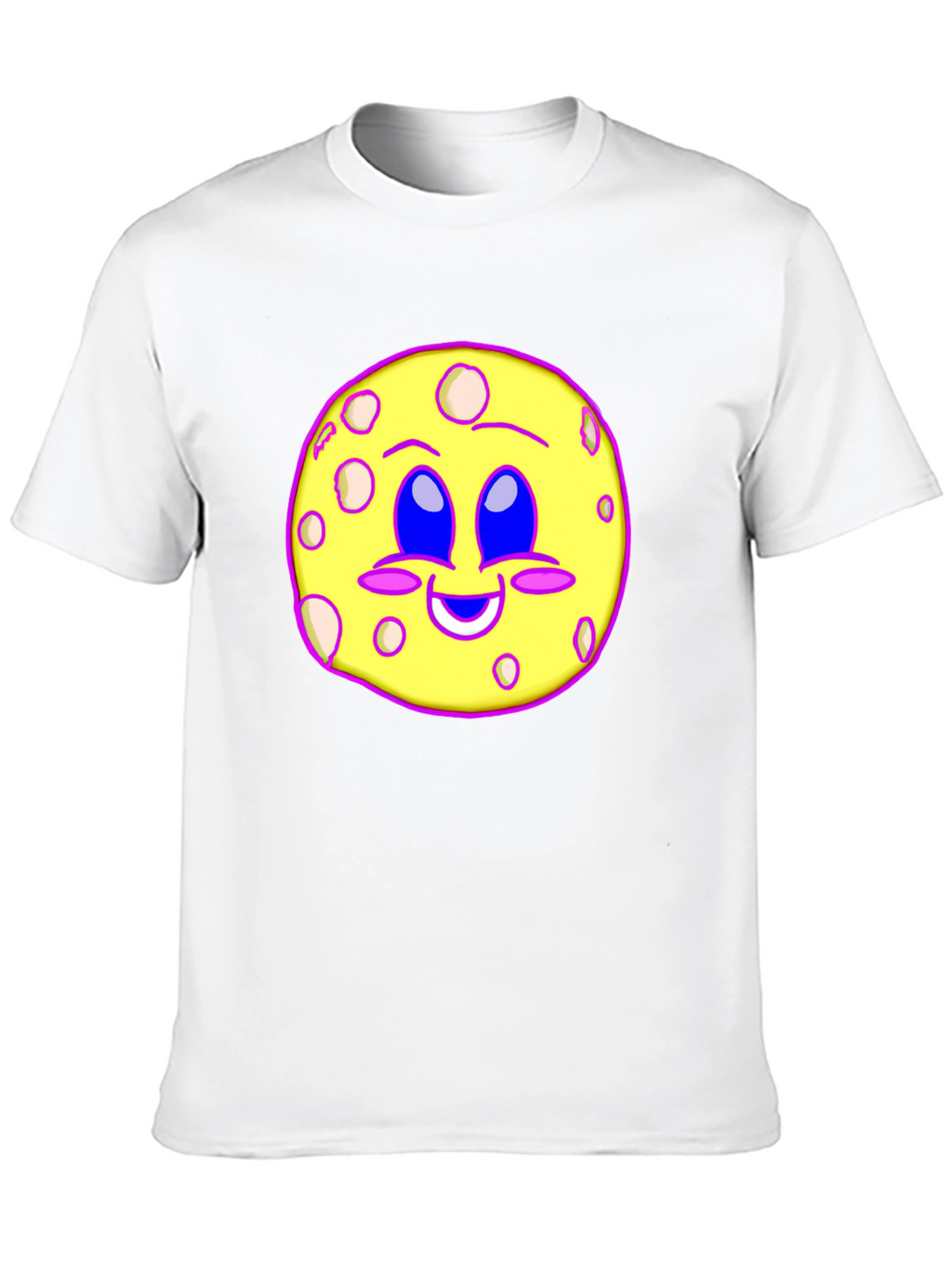 Cute Moon Face Graphic T-Shirt - Black
