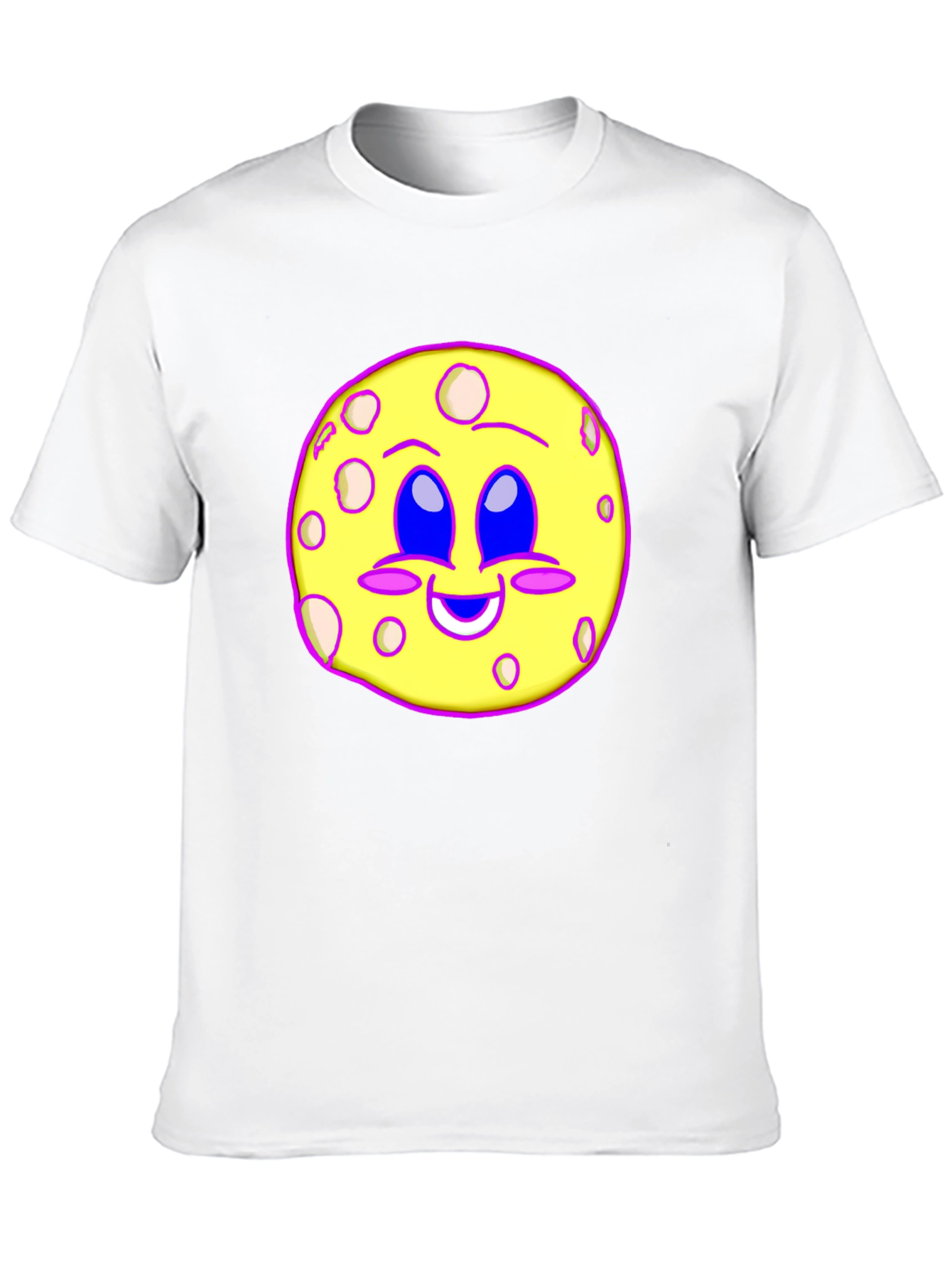 Cute Moon Face Graphic T-Shirt - Black