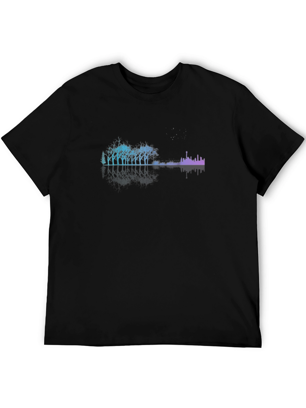 Cityscape Tree Line Black T-Shirt