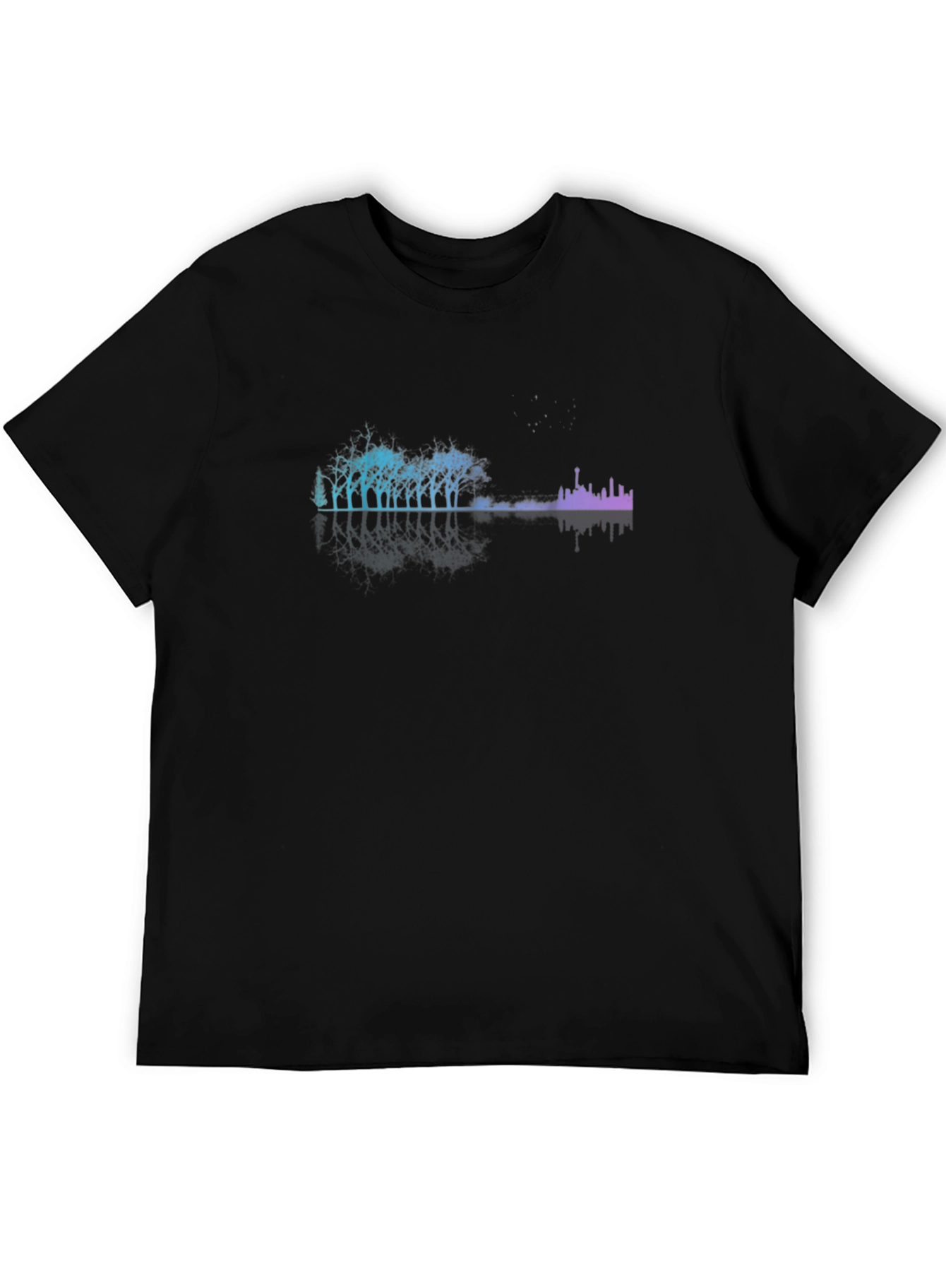 Cityscape Tree Line Black T-Shirt