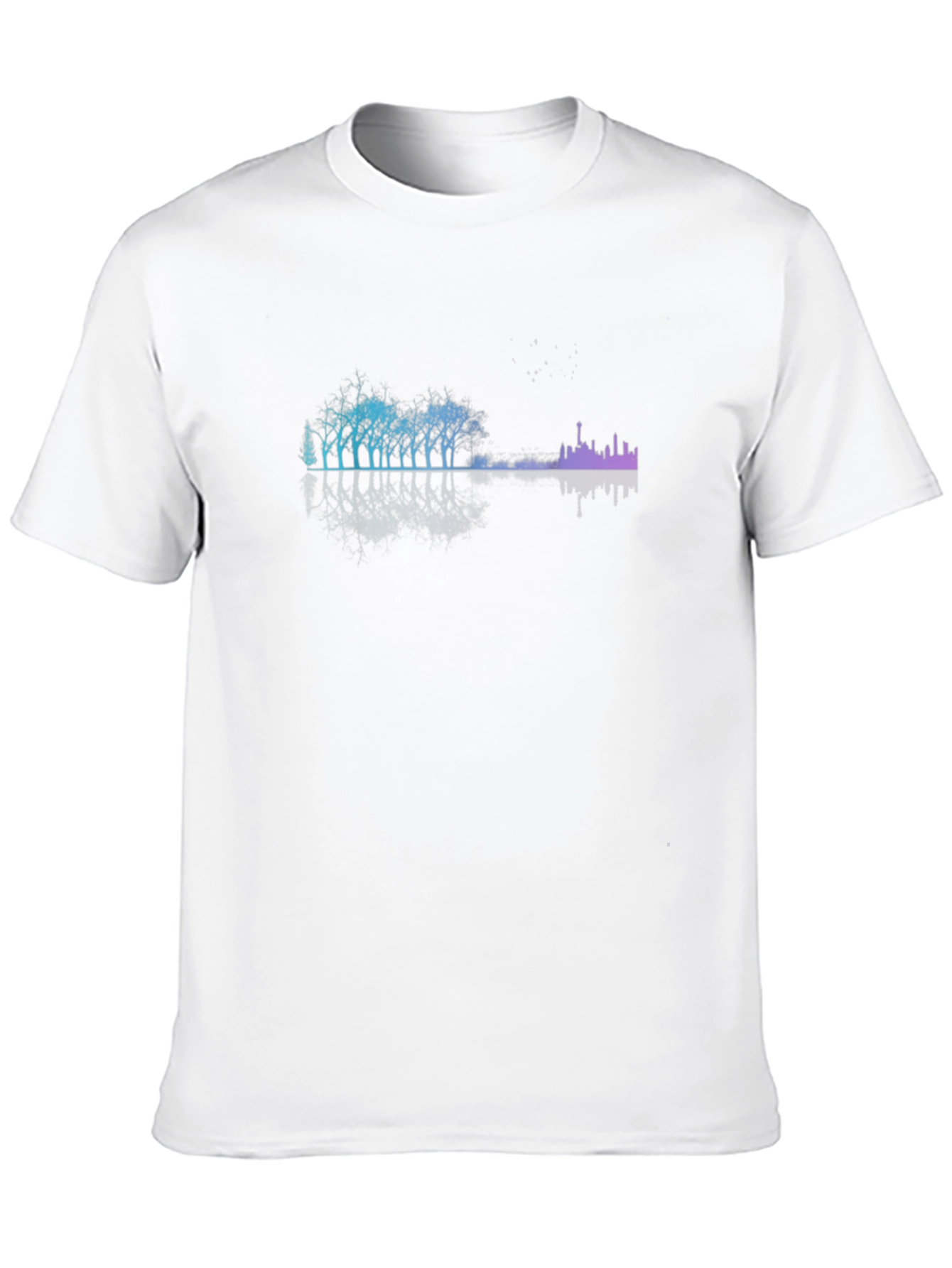 Cityscape Tree Line Black T-Shirt