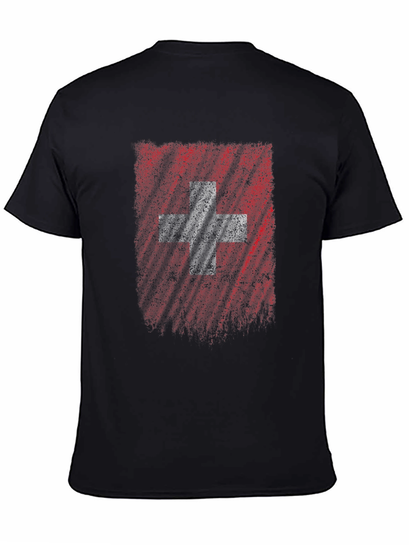 Distressed Swiss Flag Graphic Tee - Soft Cotton Comfort
