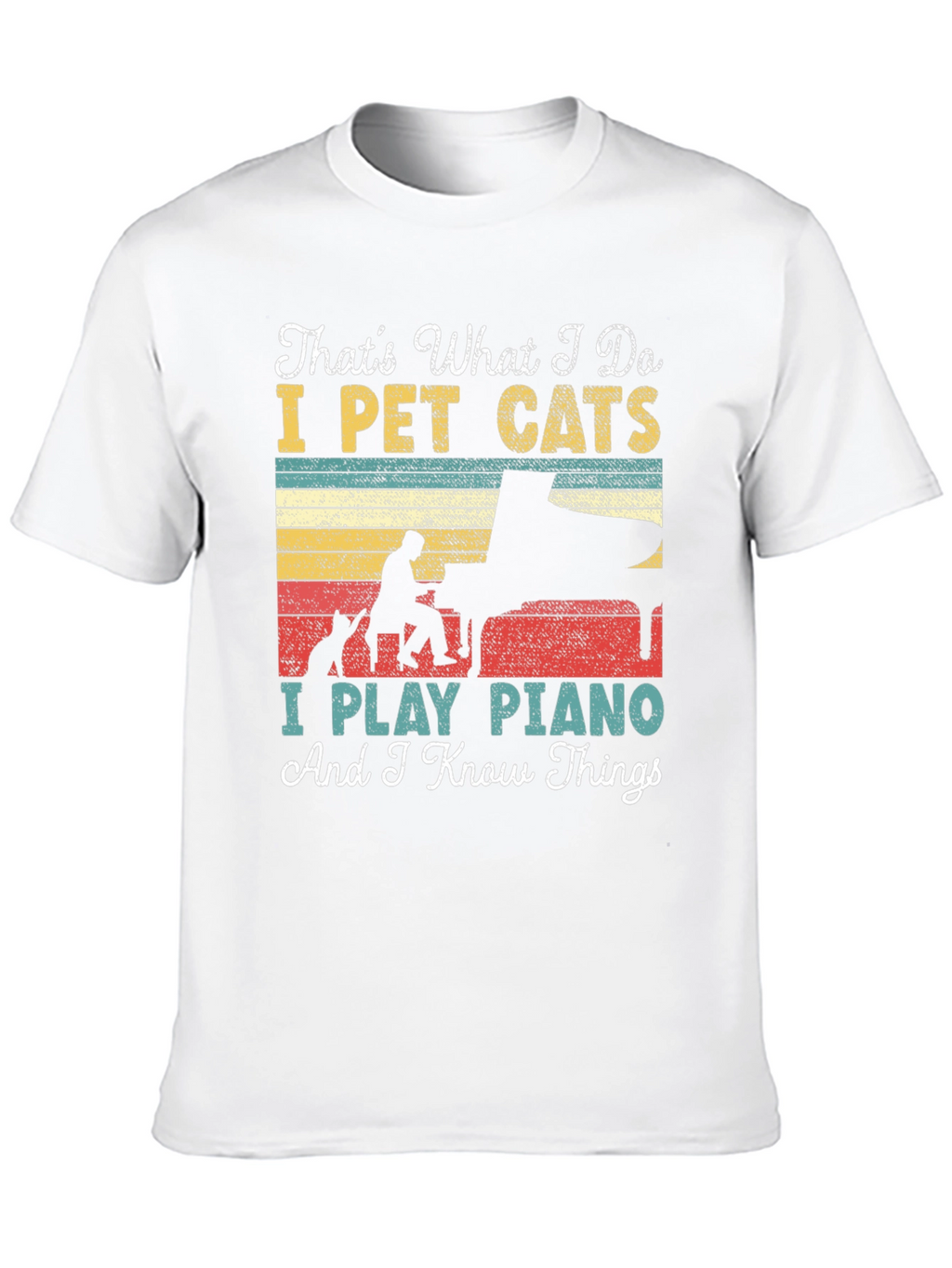 I Pet Cats I Play Piano Mens Graphic Tee