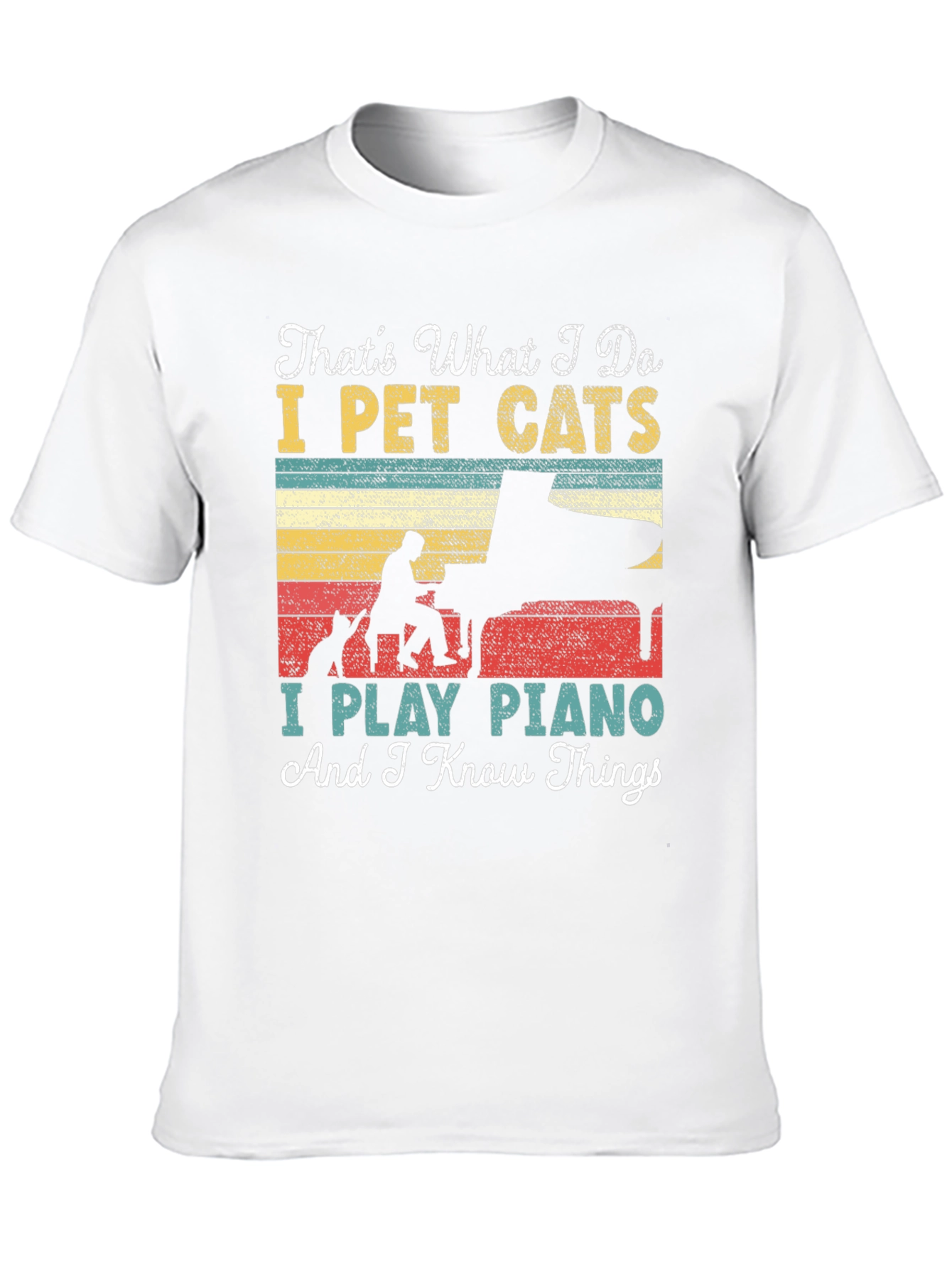I Pet Cats I Play Piano Mens Graphic Tee