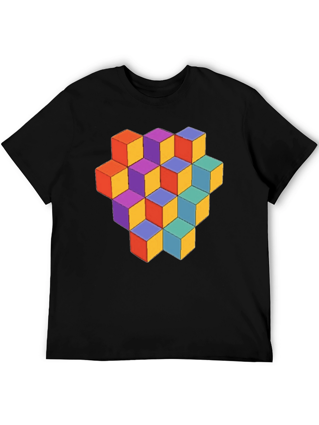 Geometric Cube Graphic Tee - Stylish Mens T-Shirt