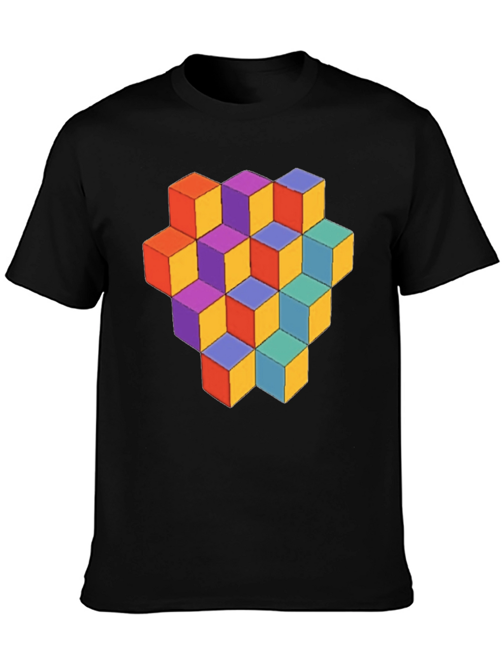 Geometric Cube Graphic Tee - Stylish Mens T-Shirt