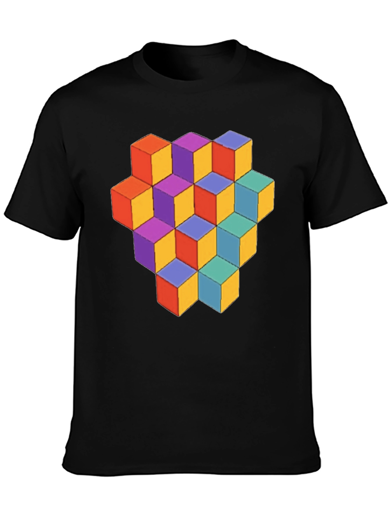 Geometric Cube Graphic Tee - Stylish Mens T-Shirt