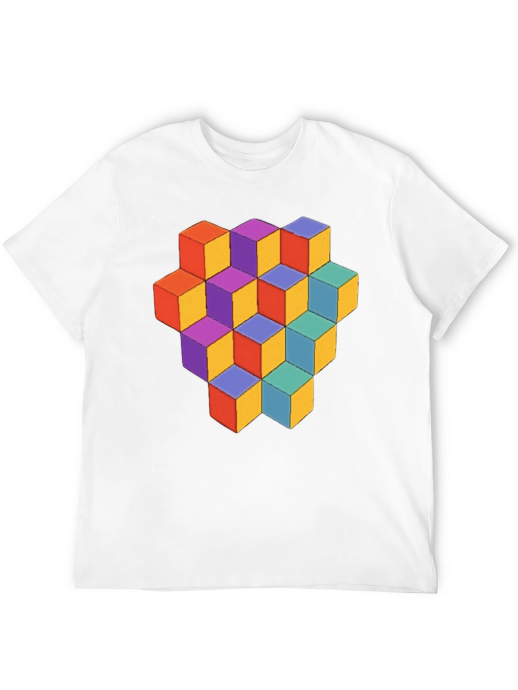 Geometric Cube Graphic Tee - Stylish Mens T-Shirt