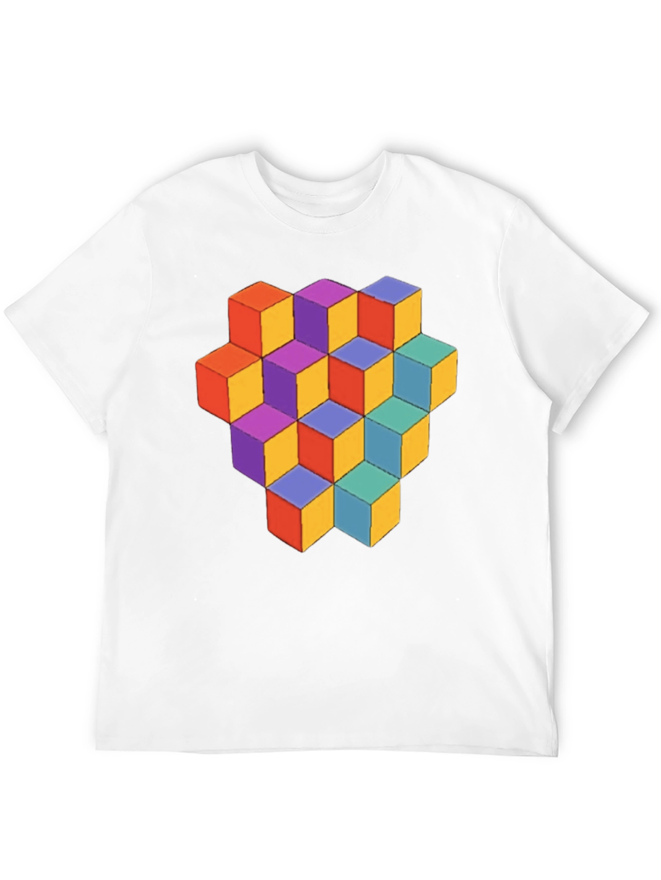 Geometric Cube Graphic Tee - Stylish Mens T-Shirt