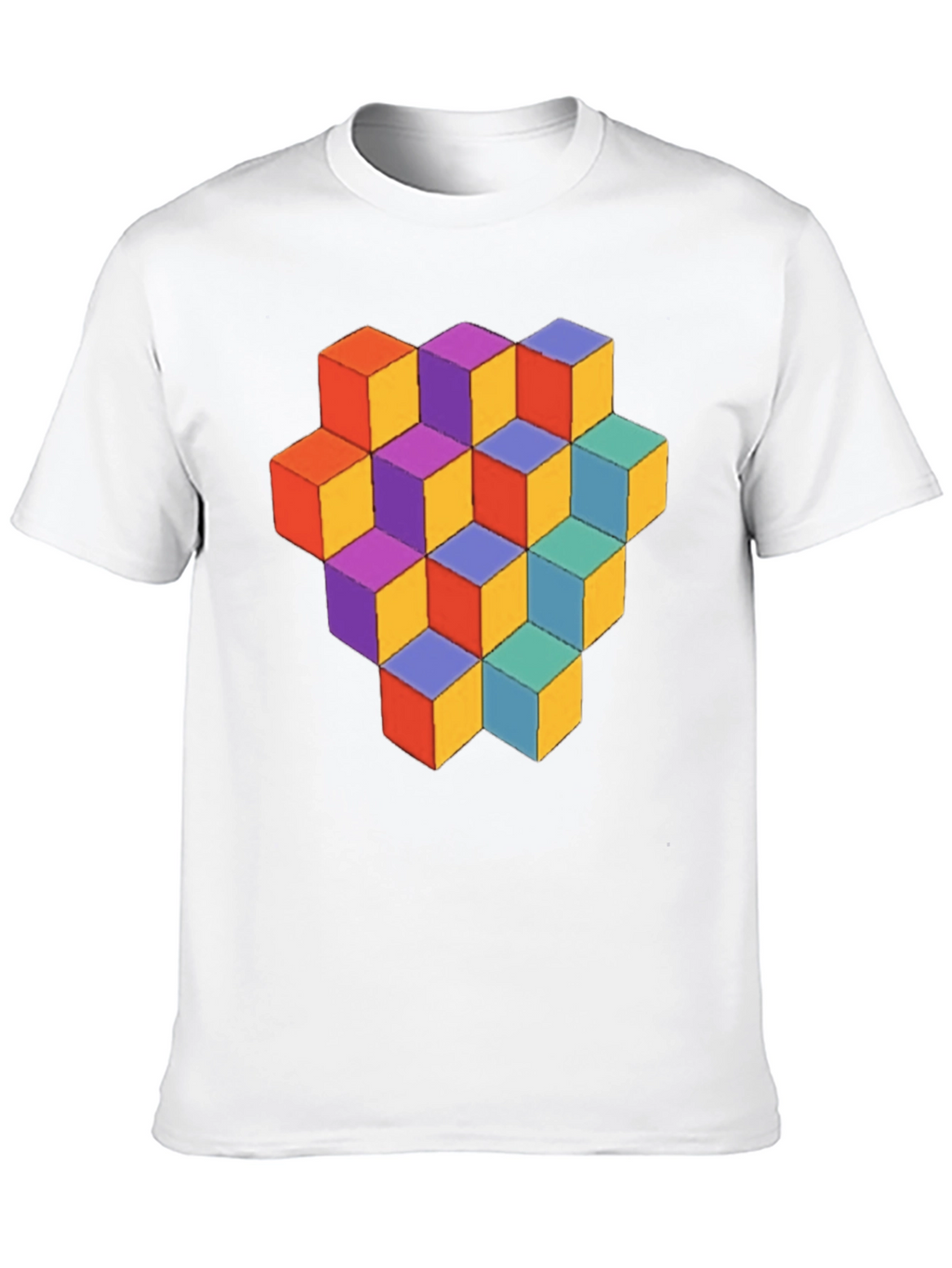 Geometric Cube Graphic Tee - Stylish Mens T-Shirt