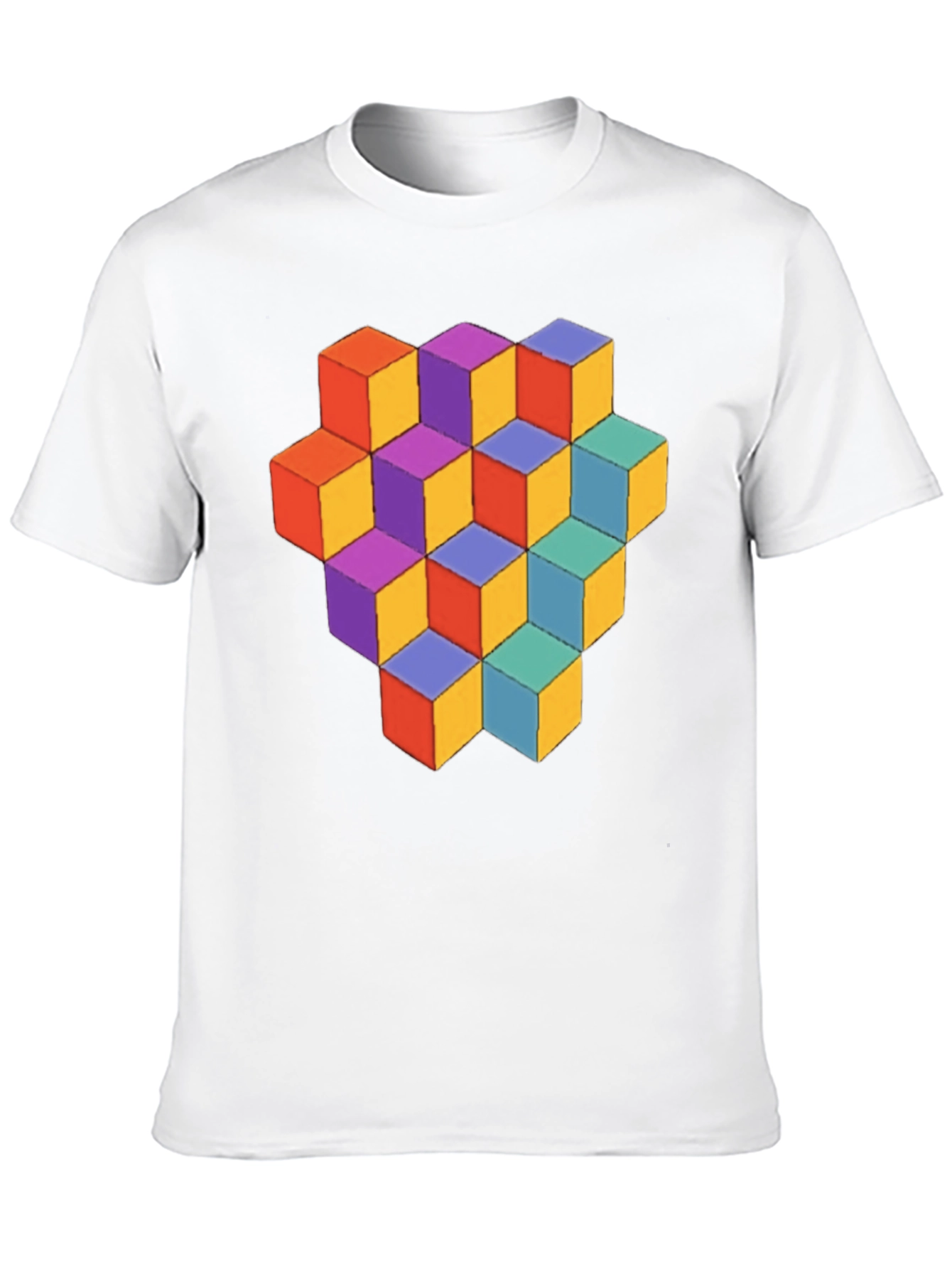 Geometric Cube Graphic Tee - Stylish Mens T-Shirt