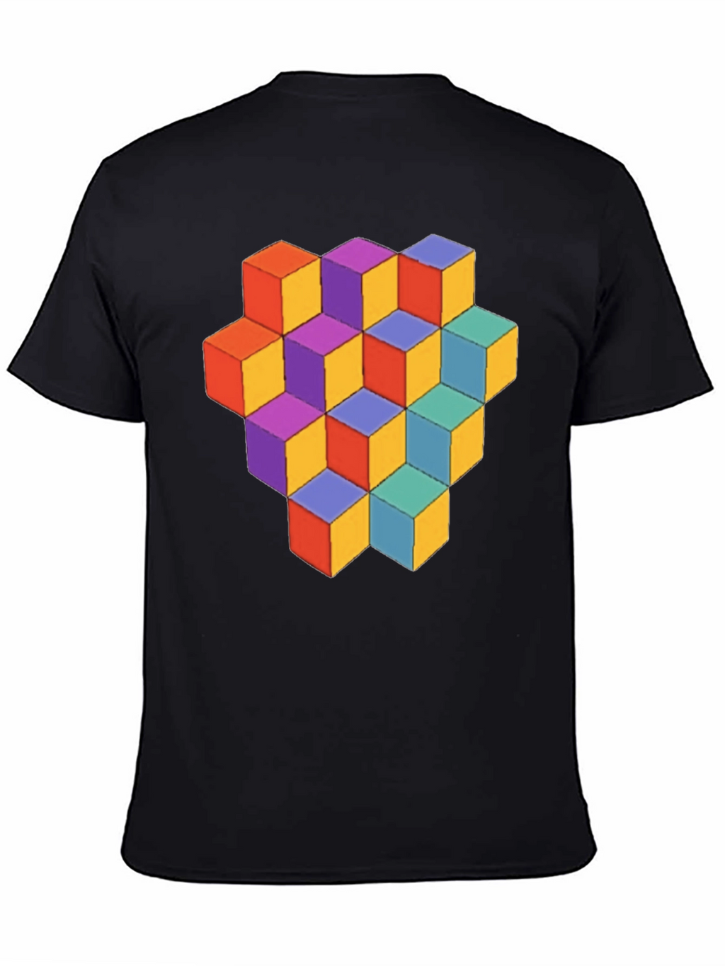 Geometric Cube Graphic Tee - Stylish Mens T-Shirt