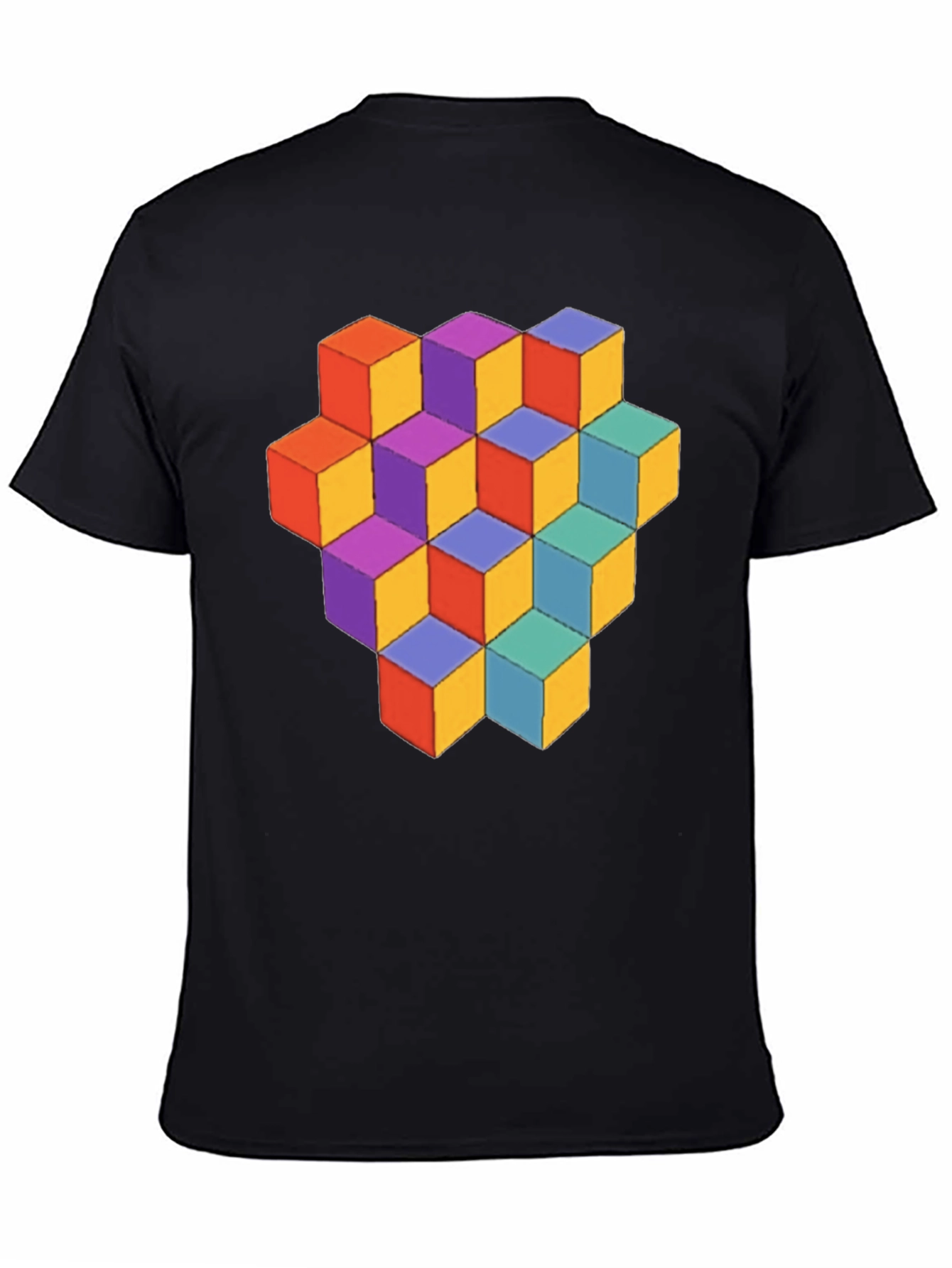 Geometric Cube Graphic Tee - Stylish Mens T-Shirt