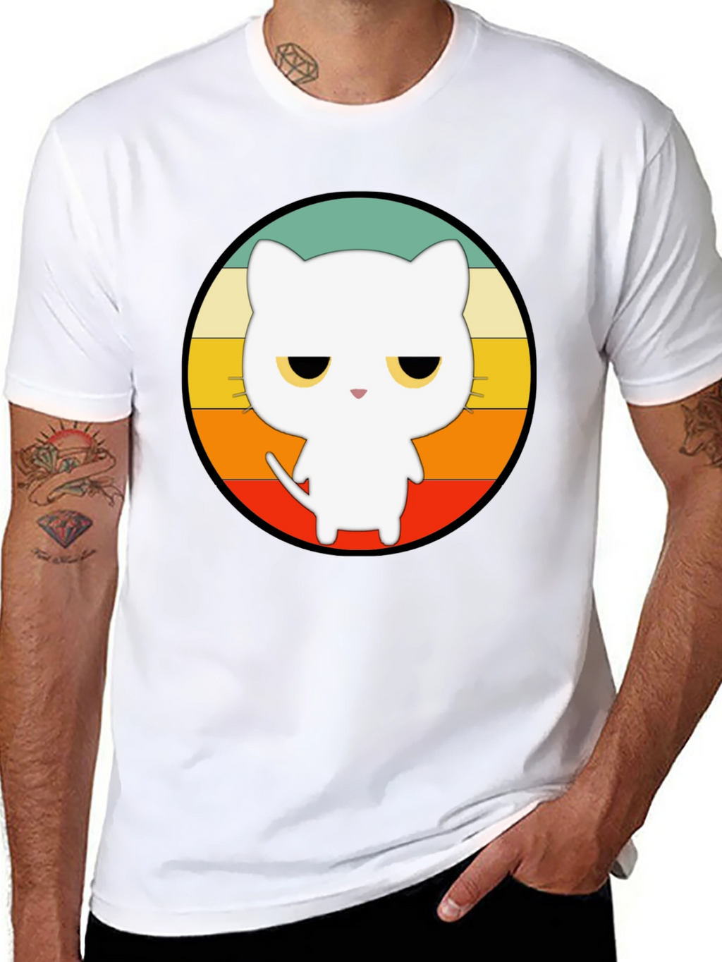 Retro Cat Graphic T-Shirt - Unisex Black Tee