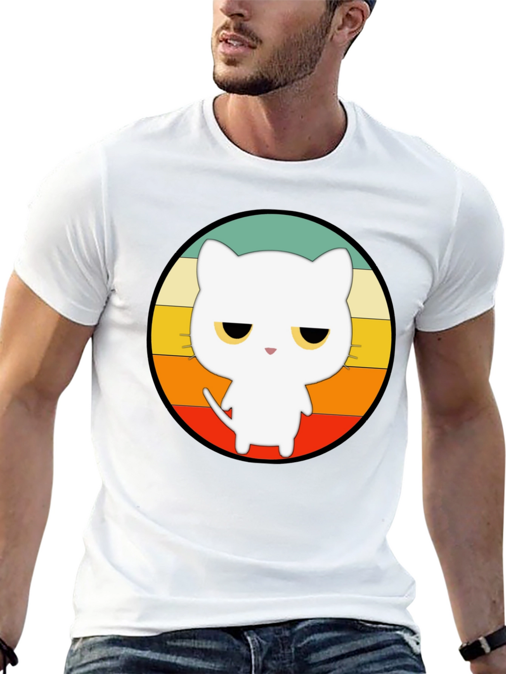 Retro Cat Graphic T-Shirt - Unisex Black Tee