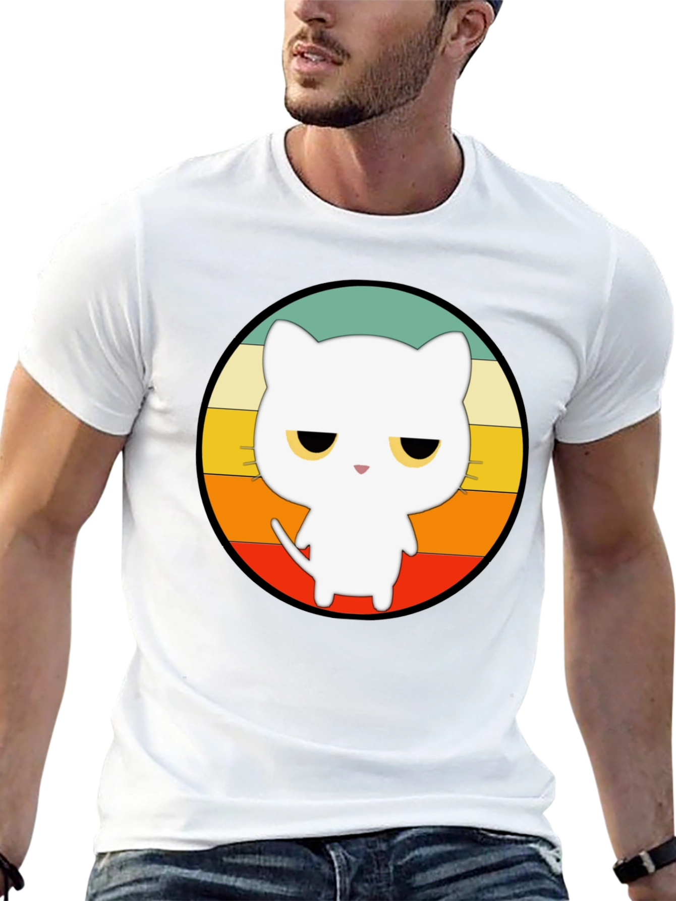 Retro Cat Graphic T-Shirt - Unisex Black Tee