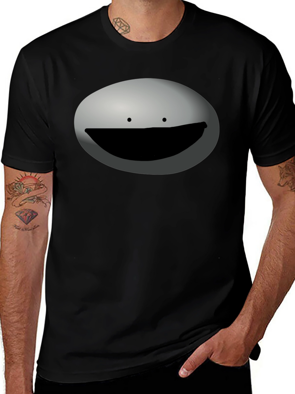 Funny Minimalist Face Black Graphic Tee