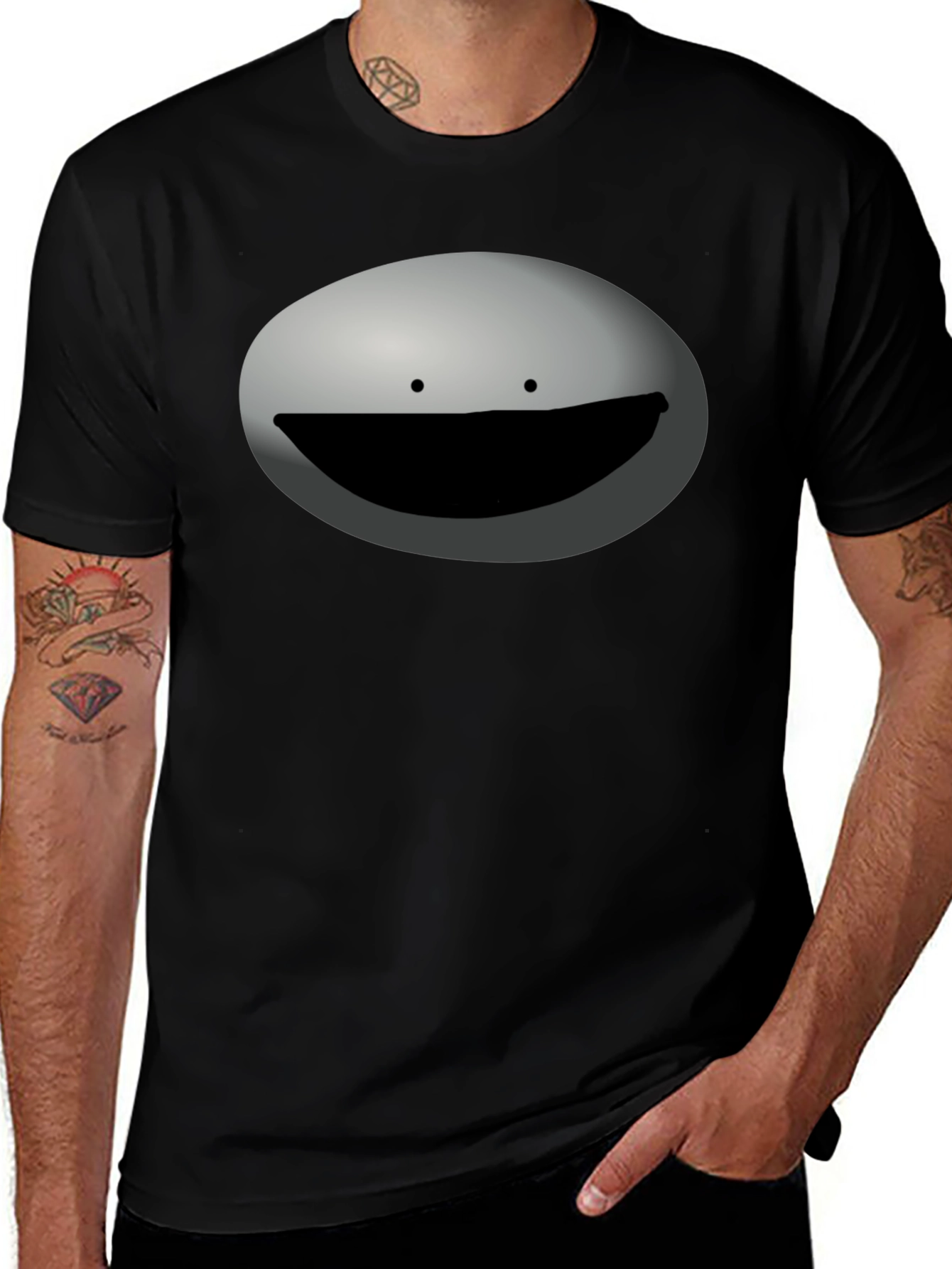 Funny Minimalist Face Black Graphic Tee