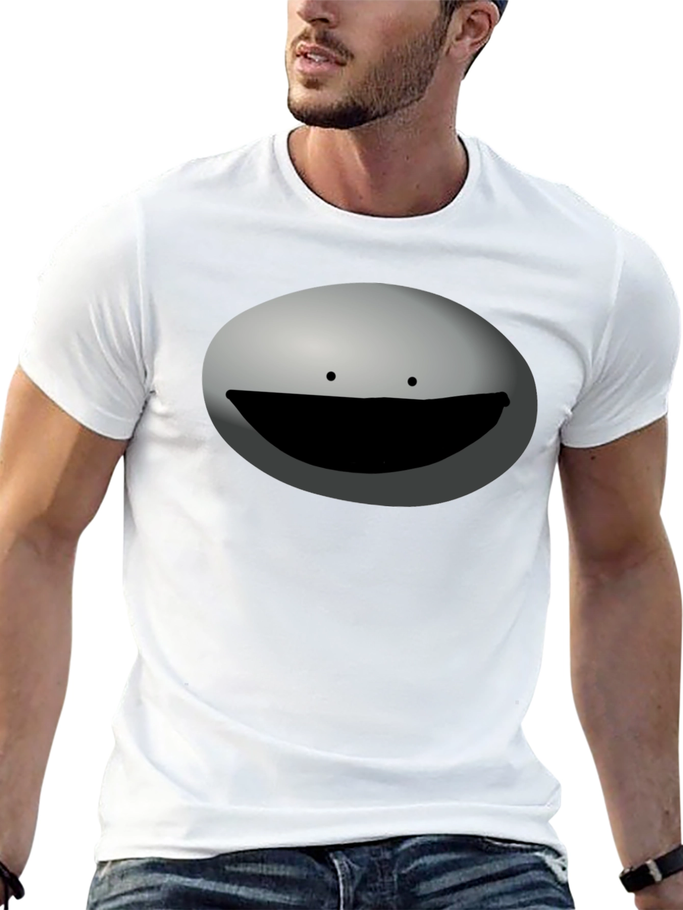 Funny Minimalist Face Black Graphic Tee