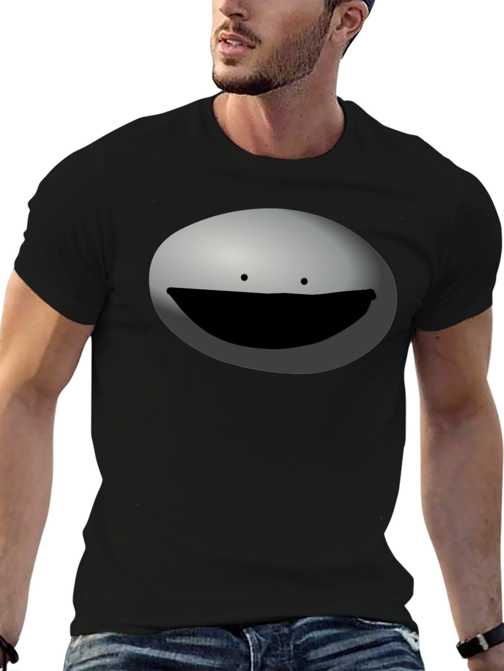 Funny Minimalist Face Black Graphic Tee
