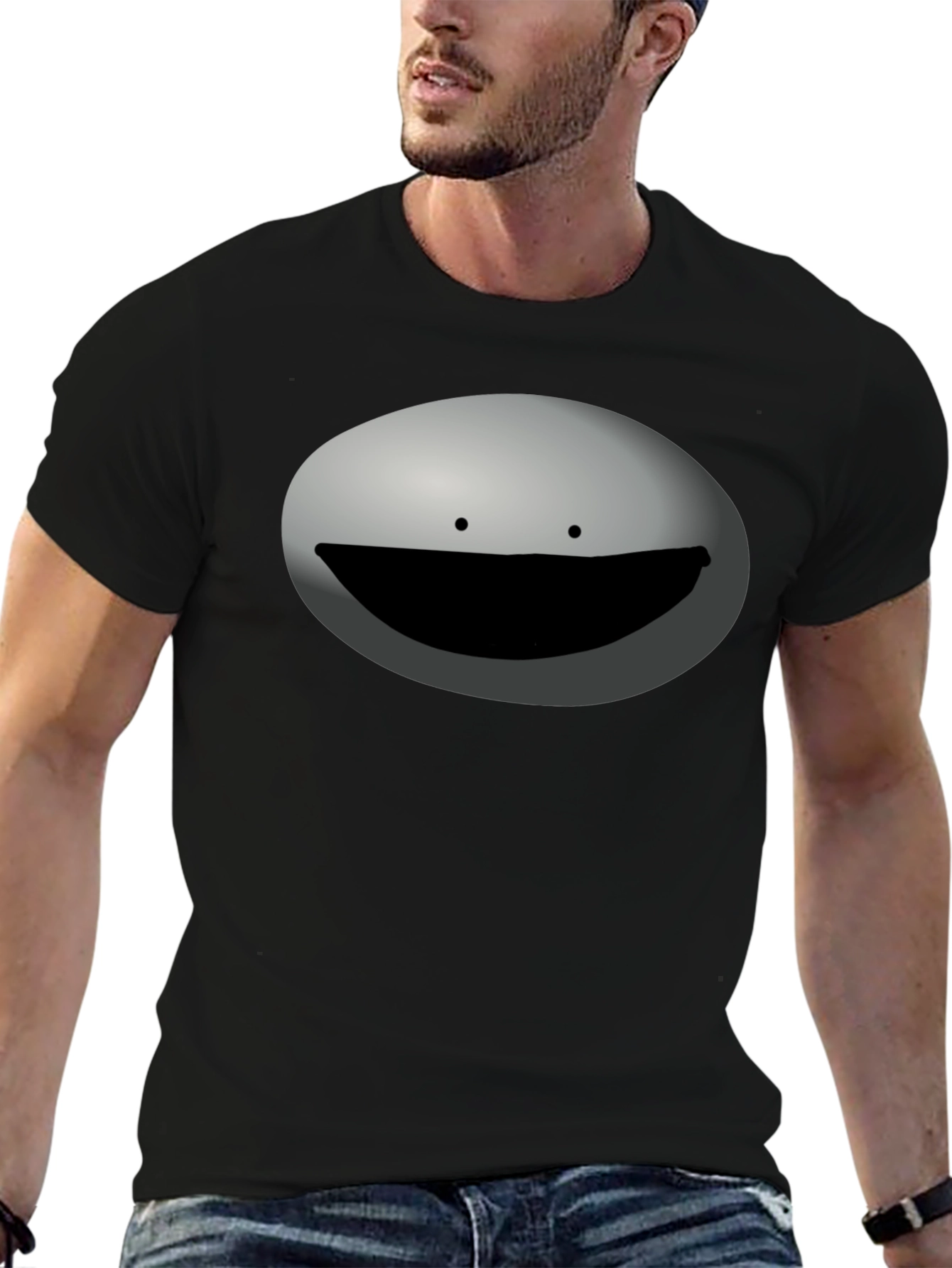 Funny Minimalist Face Black Graphic Tee