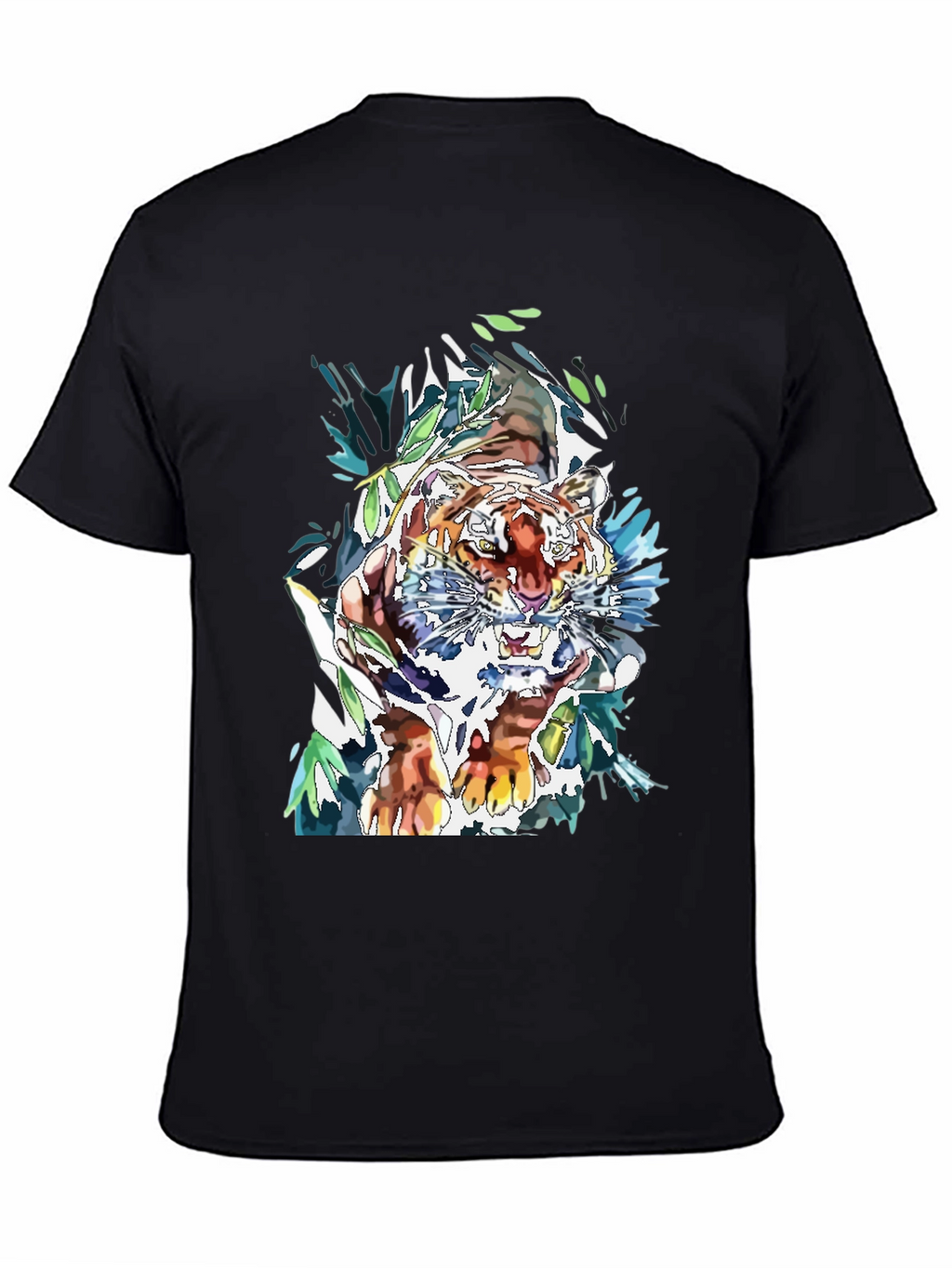 Tiger Graphic Print Mens Black T-Shirt